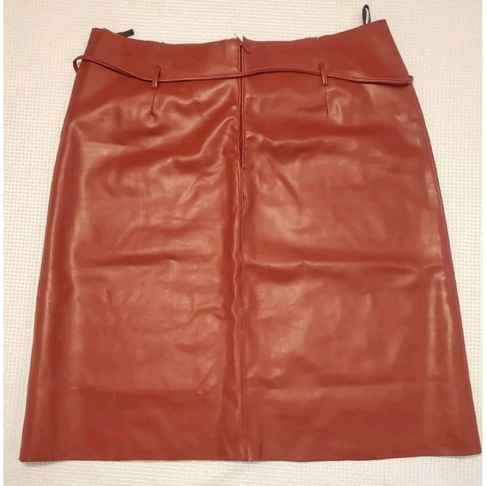 Vintage New title: Vintage Accomplice Red Knee Length Vegan Leather Skirt Junior Sz 11 Business - Style Size 32" / US 10 / IT 46 - 2 Thumbnail