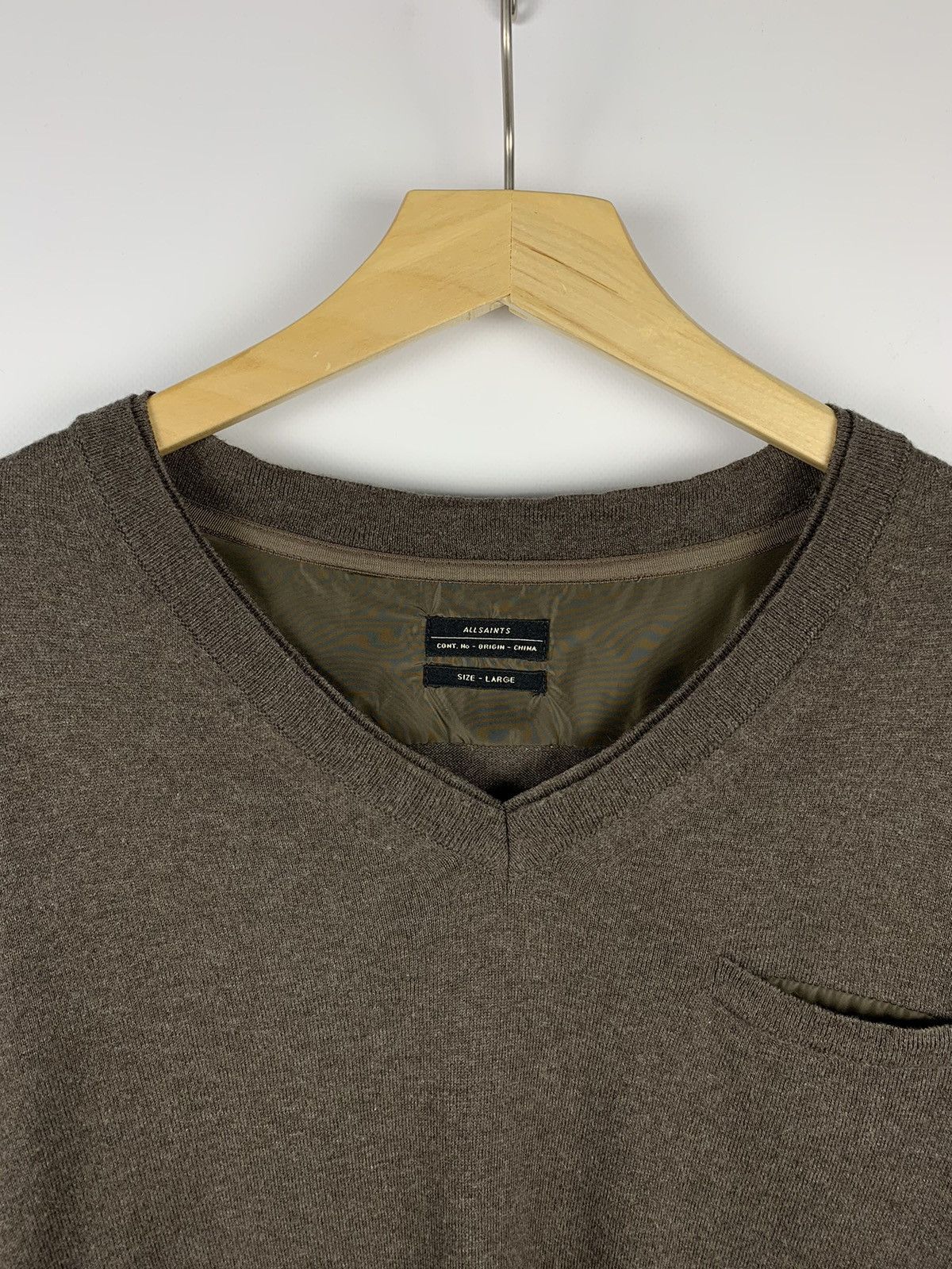 Allsaints Allsaints Mitaka V Neck Sweater Brown Cotton/Cashmere Luxury Size US L / EU 52-54 / 3 - 5 Thumbnail