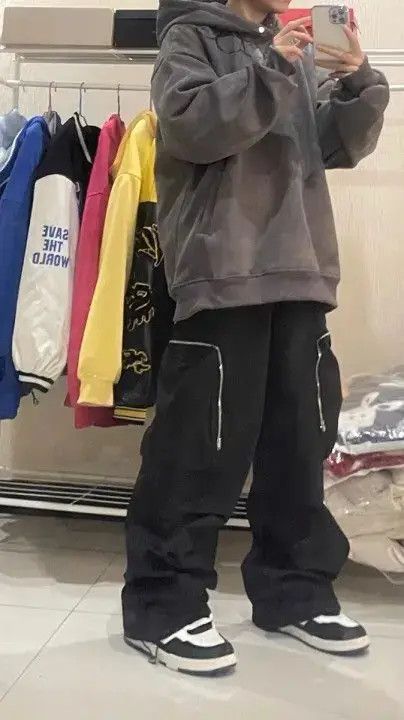 Japanese Brand Baggy Cargo Pants Straight Casual Harajuku Y2K Style Pockets Size US 34 / EU 50 - 6 Thumbnail