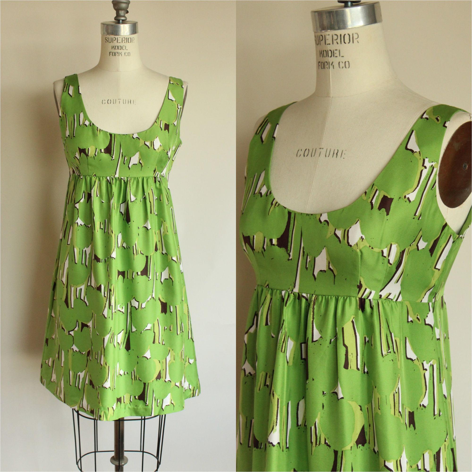 Michael Kors Michael Kors Mini Dress, Silk Empire Waist, Size 6P, Green B Size M / US 6-8 / IT 42-44 - 1 Thumbnail