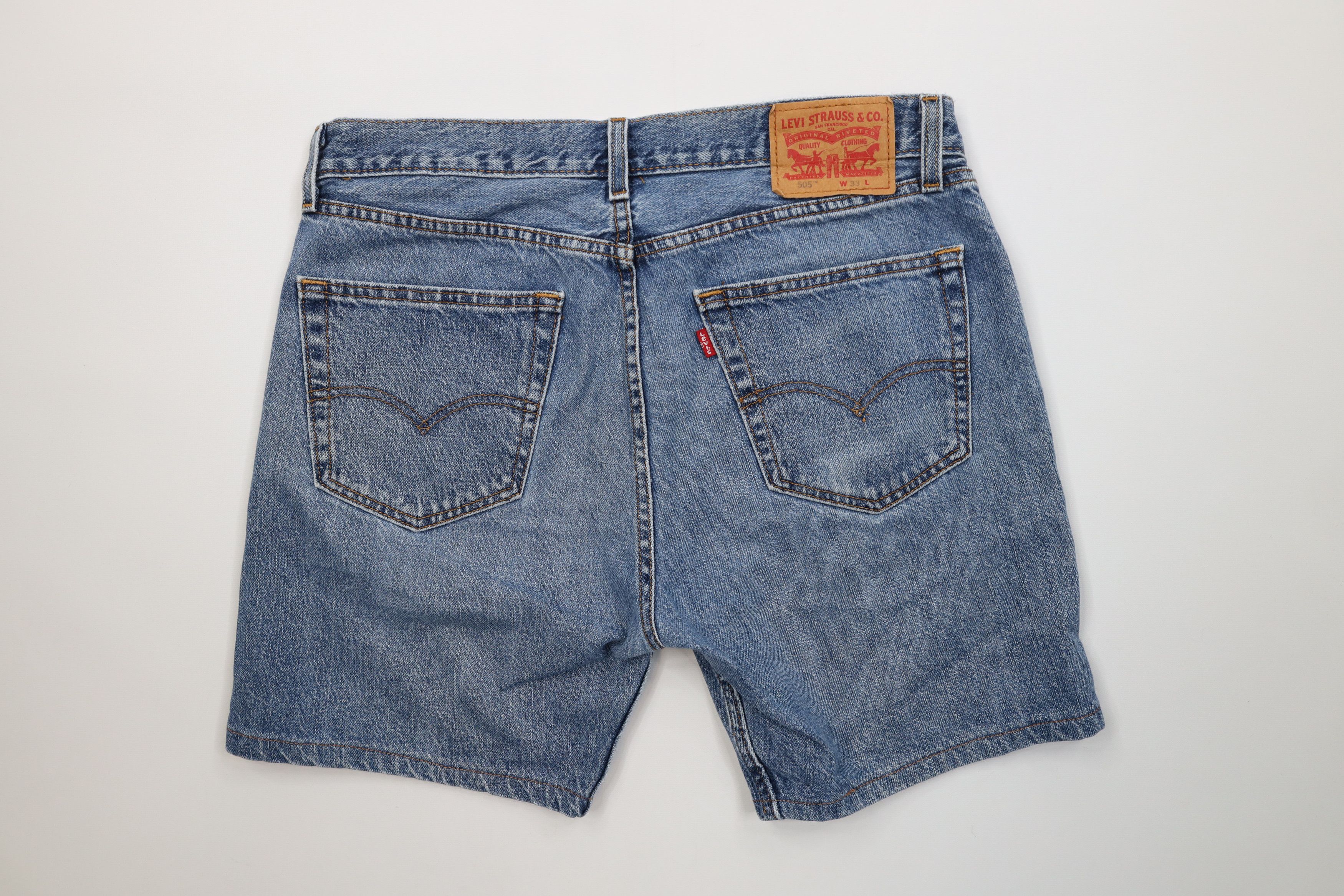 Levi's Vintage 90s Levis 505 Above Knee Regular Fit Denim Shorts Size US 33 - 8 Thumbnail