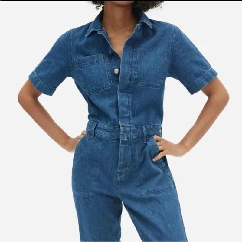 Everlane Everlane | The Short Sleeve Denim Coverall | Size 6 Size 28" / US 6 / IT 42 - 2 Thumbnail
