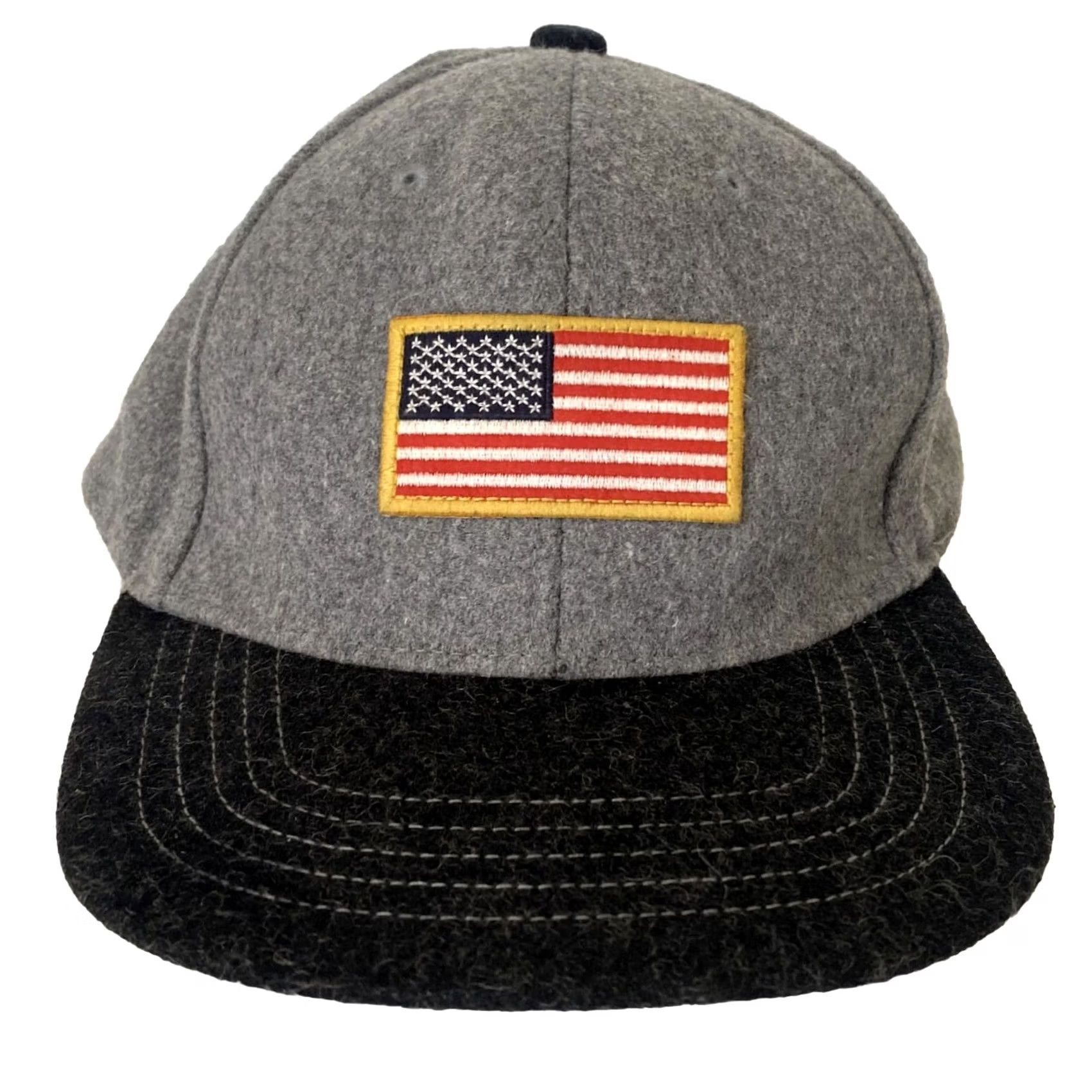 American Eagle Outfitters VINTAGE American Eagle Outfitters Hat Wool Blend Gray Black US Flag Snapback OS Adjustable Men Flat Bill Hat Size ONE SIZE - 2 Thumbnail