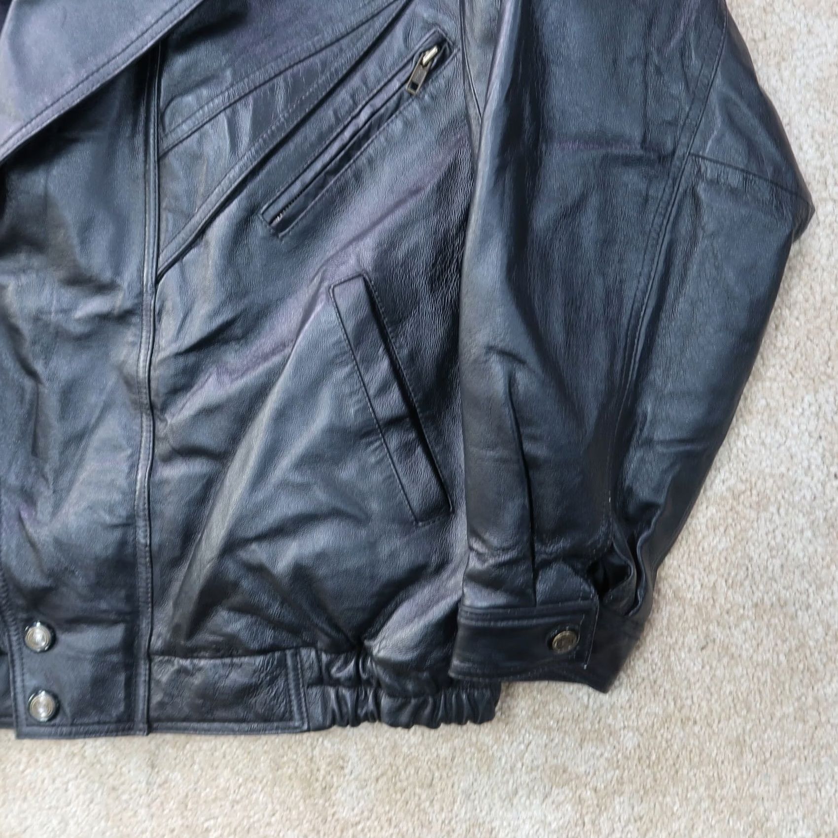 Vintage VINTAGE Motorcycle Leather Jacket Men's XL Black Bomber Coat Lined Insulated Size US XL / EU 56 / 4 - 3 Thumbnail