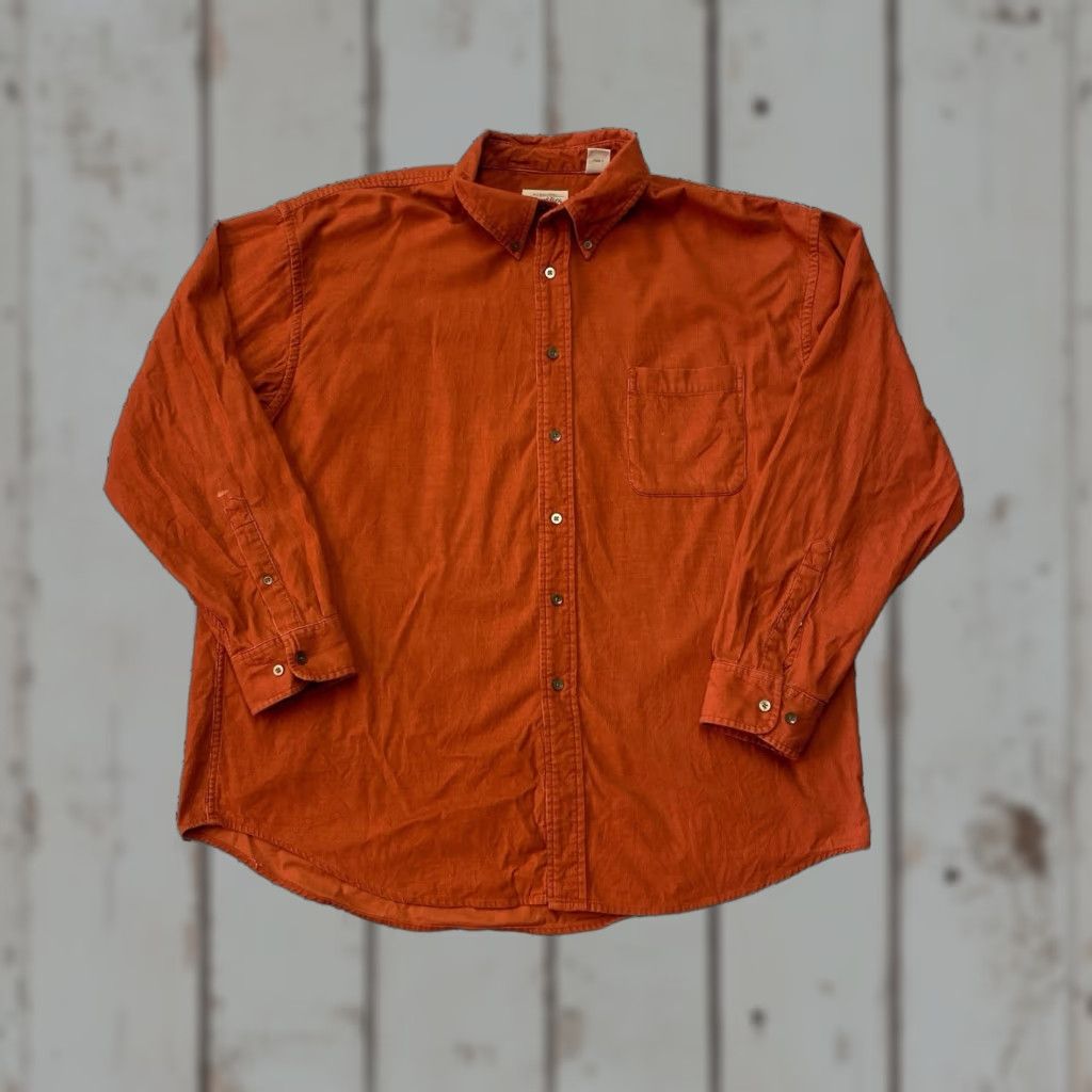 Vintage VINTAGE St. John's Bay Shirt Men XL Orange Corduroy Long Sleeve Button Cotton Size US XL / EU 56 / 4 - 1 Thumbnail