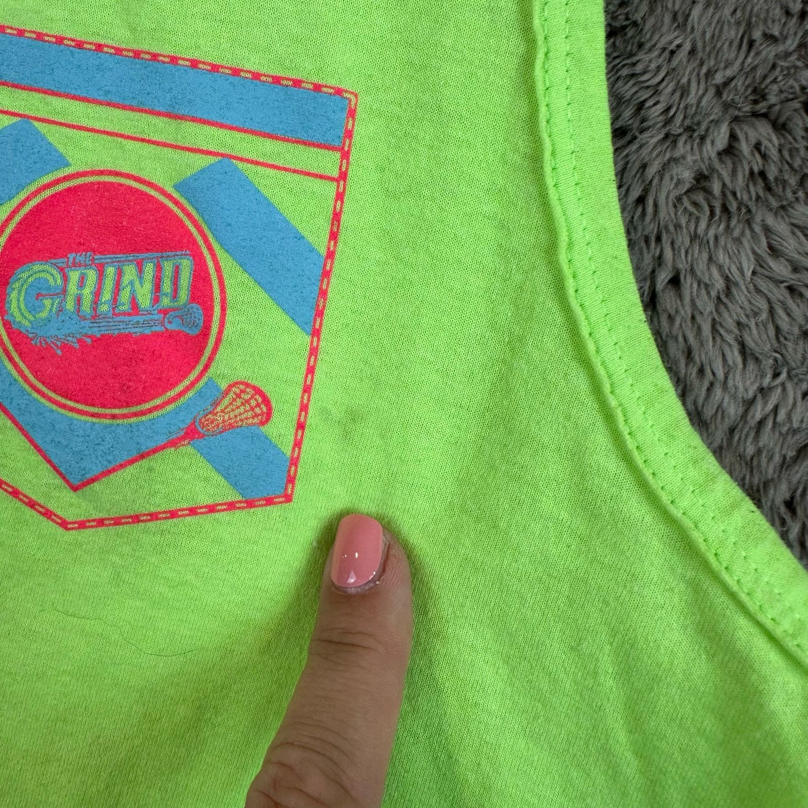 Fruit Of The Loom Grind Lacrosse Tank Top Tee Neon Green Heavy Cotton HD S Size US S / EU 44-46 / 1 - 3 Thumbnail