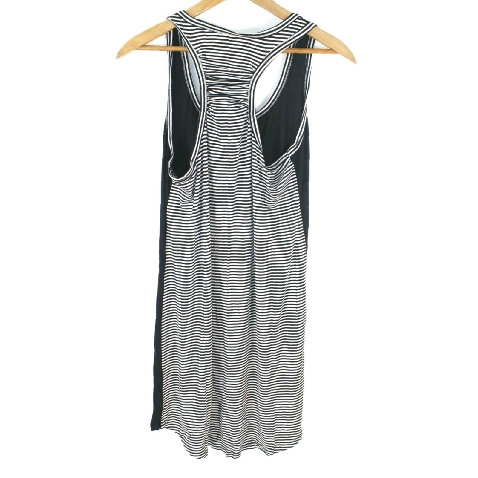 Vintage Curvy Couture Womens Striped Sleeveless Sleep Tank Shirt Size Small Black Size S / US 4 / IT 40 - 2 Thumbnail