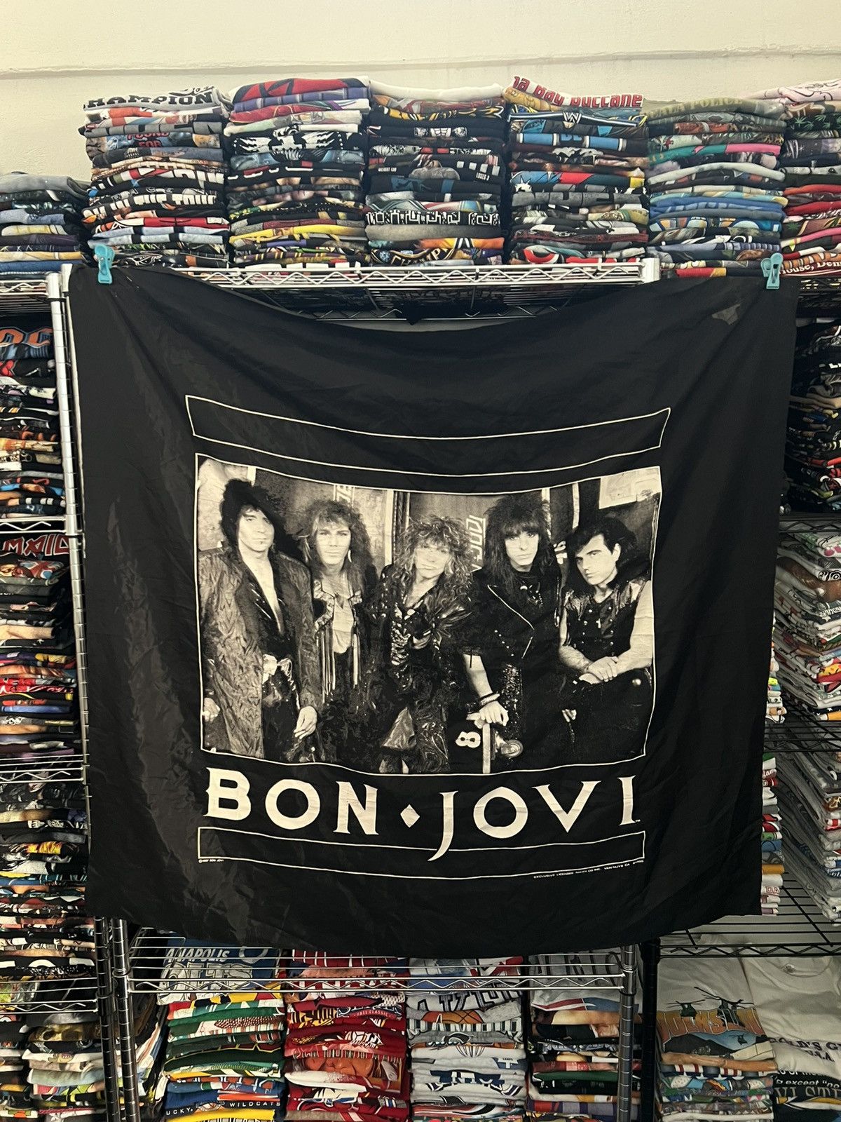 Bon Jovi 1987 Bon Jovi 80s Band Photo Flag / Banner 47 x 45 Inches Size ONE SIZE - 1 Thumbnail