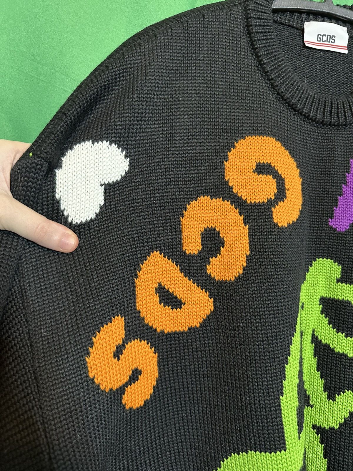 GCDS FUCK jacquard cherry thick knit black logo sweater NWT Size US M / EU 48-50 / 2 - 5 Thumbnail