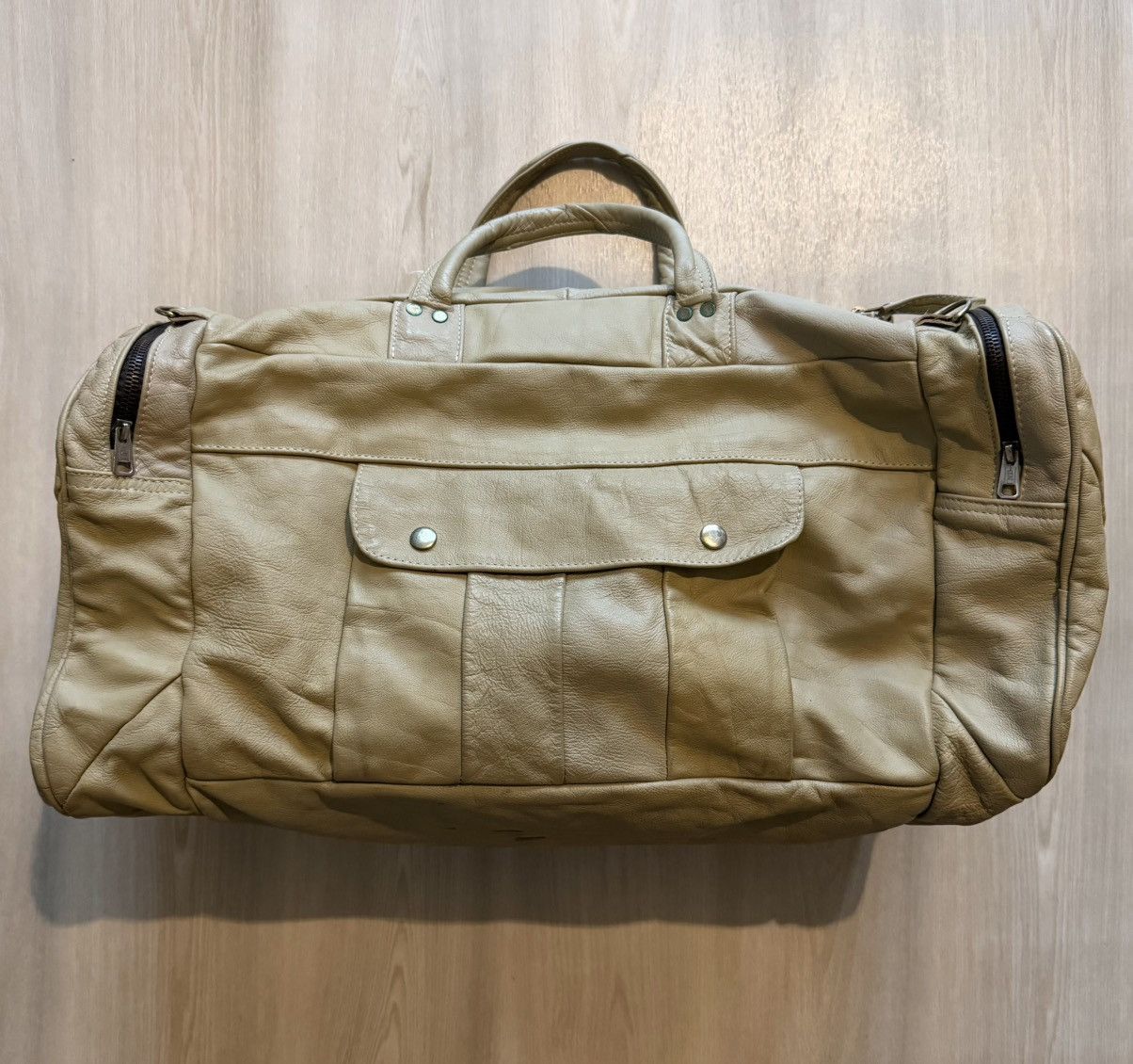Vintage Vtg 70s 80s Geuine Leather Patchwork Duffle Bag Gym Travel Size ONE SIZE - 10 Thumbnail