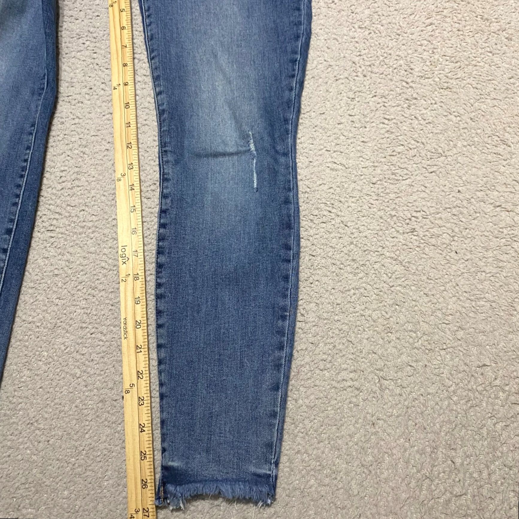 Lucky Brand Lucky Brand Womens Jeans 4 Skinny High Rise Blue Denim Distressed Raw Hem Size 27" / US 4 / IT 40 - 3 Thumbnail
