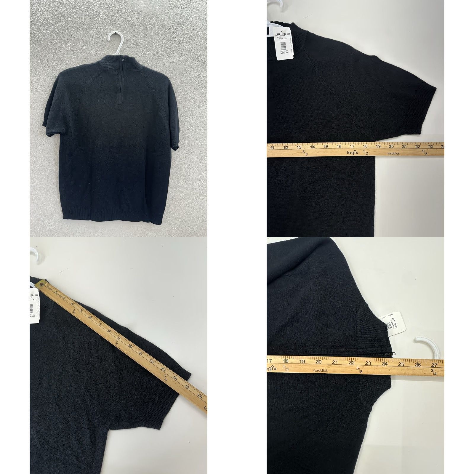 Essentials Drapers Essentials Sweater Womens Short Sleeve Mock Neck Knit NWTs Black S Pullover All Seasons 90s Vintage: No Size S / US 4 / IT 40 - 8 Thumbnail