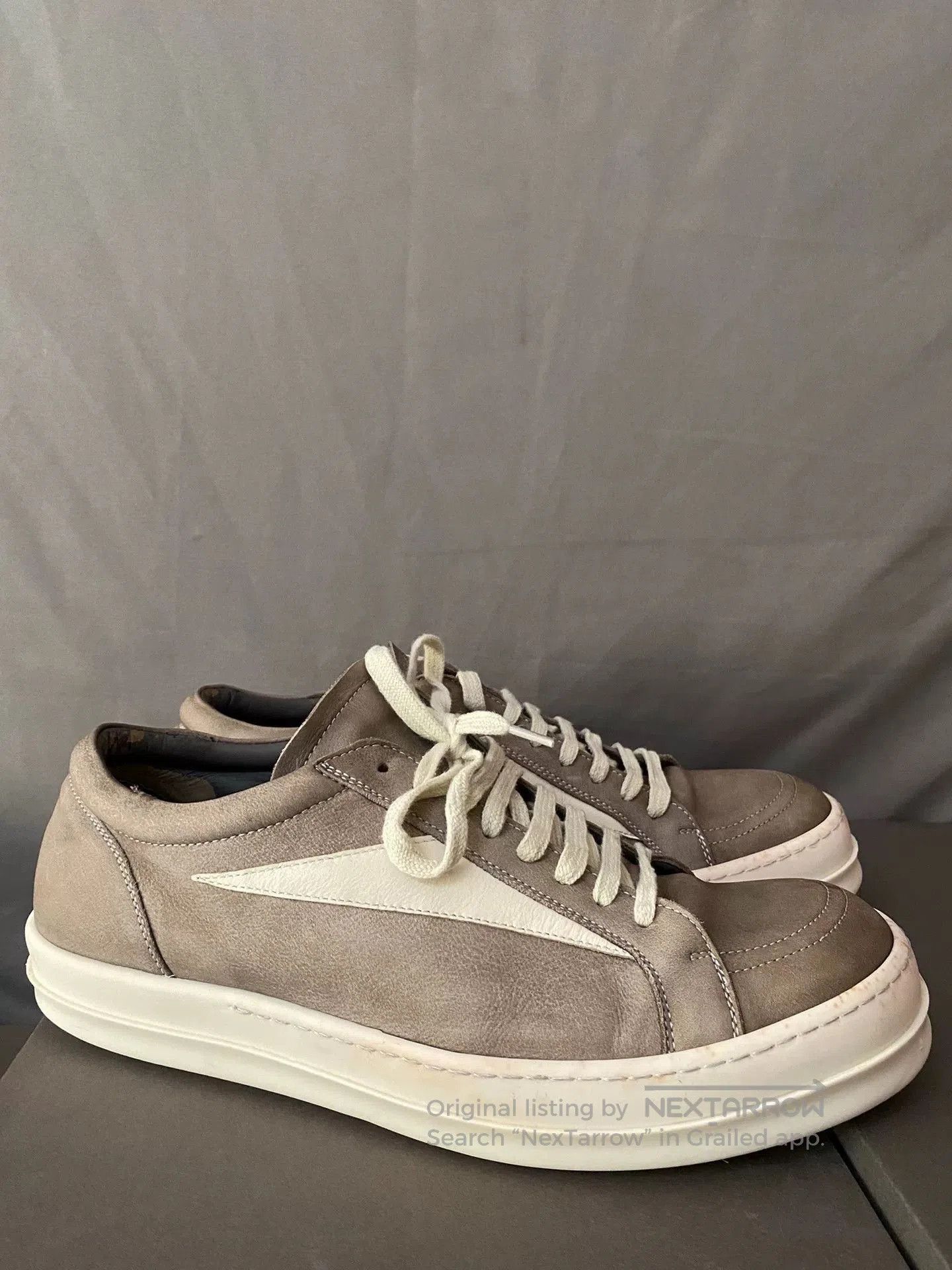 Rick Owens Rick Owens Brown Leather Low-Top Sneakers. Size US 11 / EU 44 - 3 Thumbnail