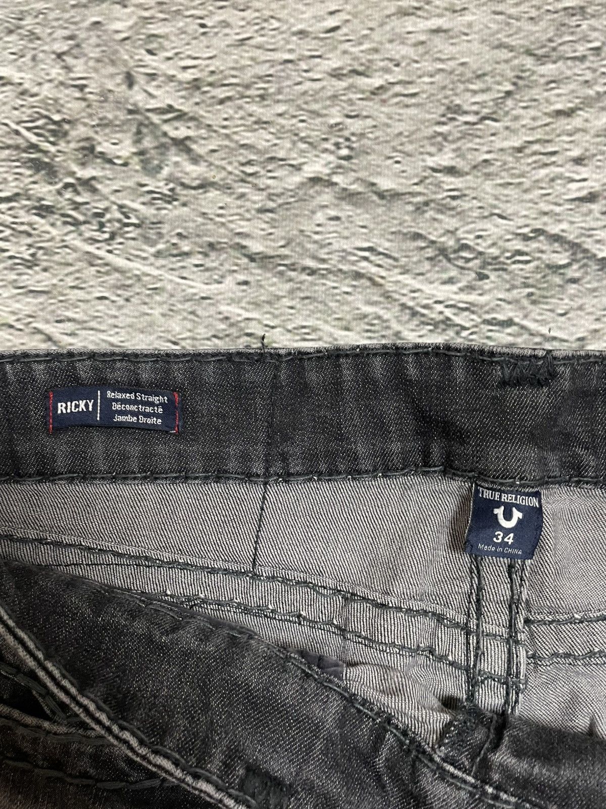 True Religion True Religion black dark grey jeans thick stitching Ricky Size US 34 / EU 50 - 5 Thumbnail