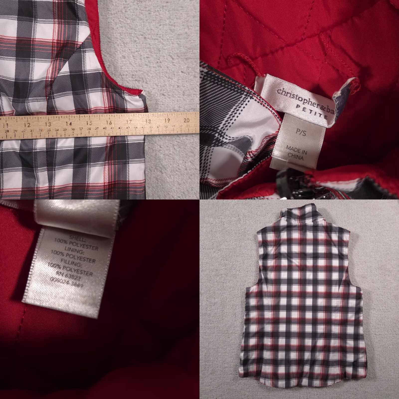Vintage VINTAGE? No. Christopher & Banks Vest Womens Petite Small Red Plaid Reversible Quilted Puffer Size S / US 4 / IT 40 - 8 Thumbnail