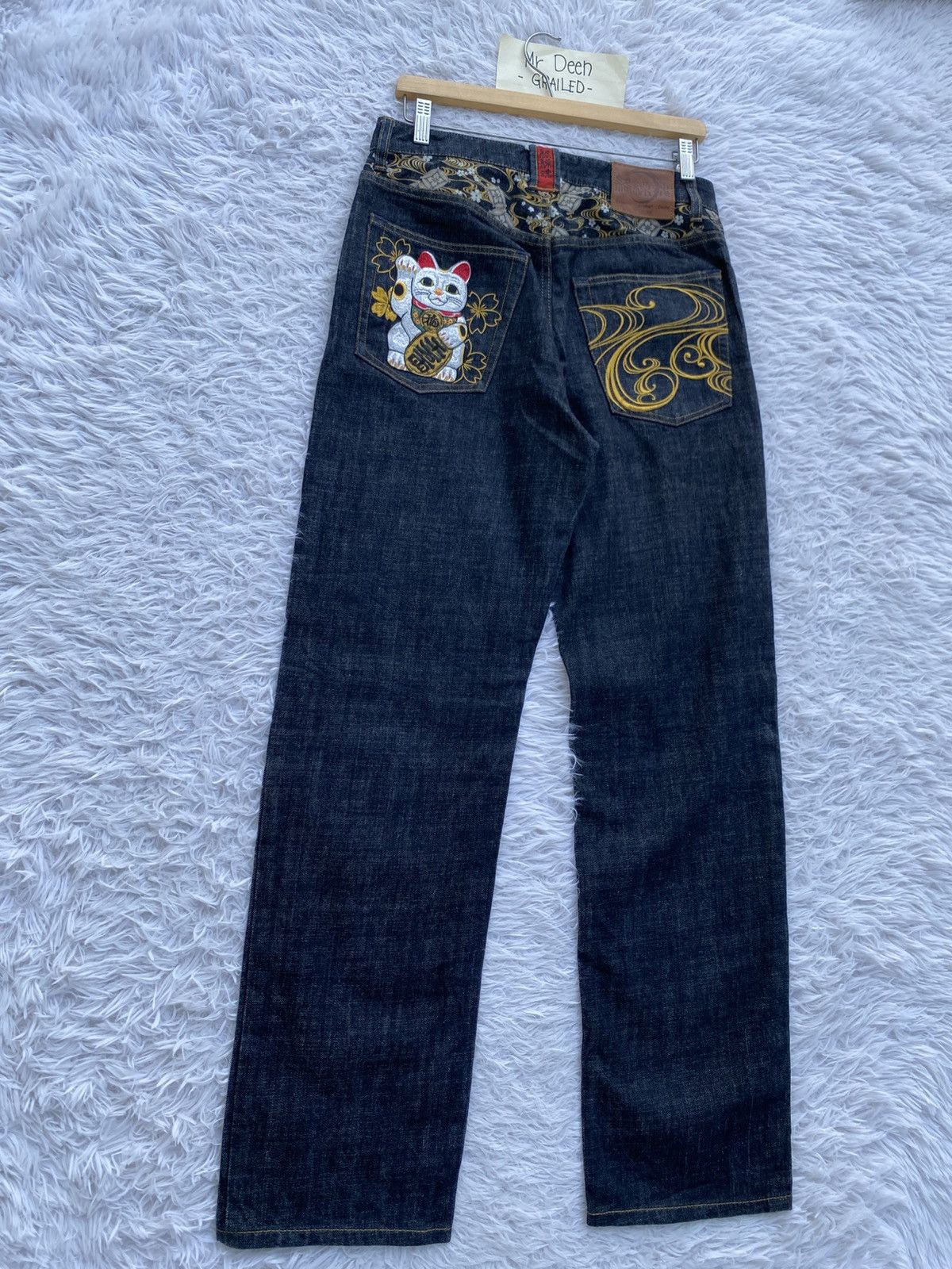 Japanese Brand Karakuri Tamashii Men's Jeans Pants Embroidered Japanese Size US 31 - 3 Thumbnail