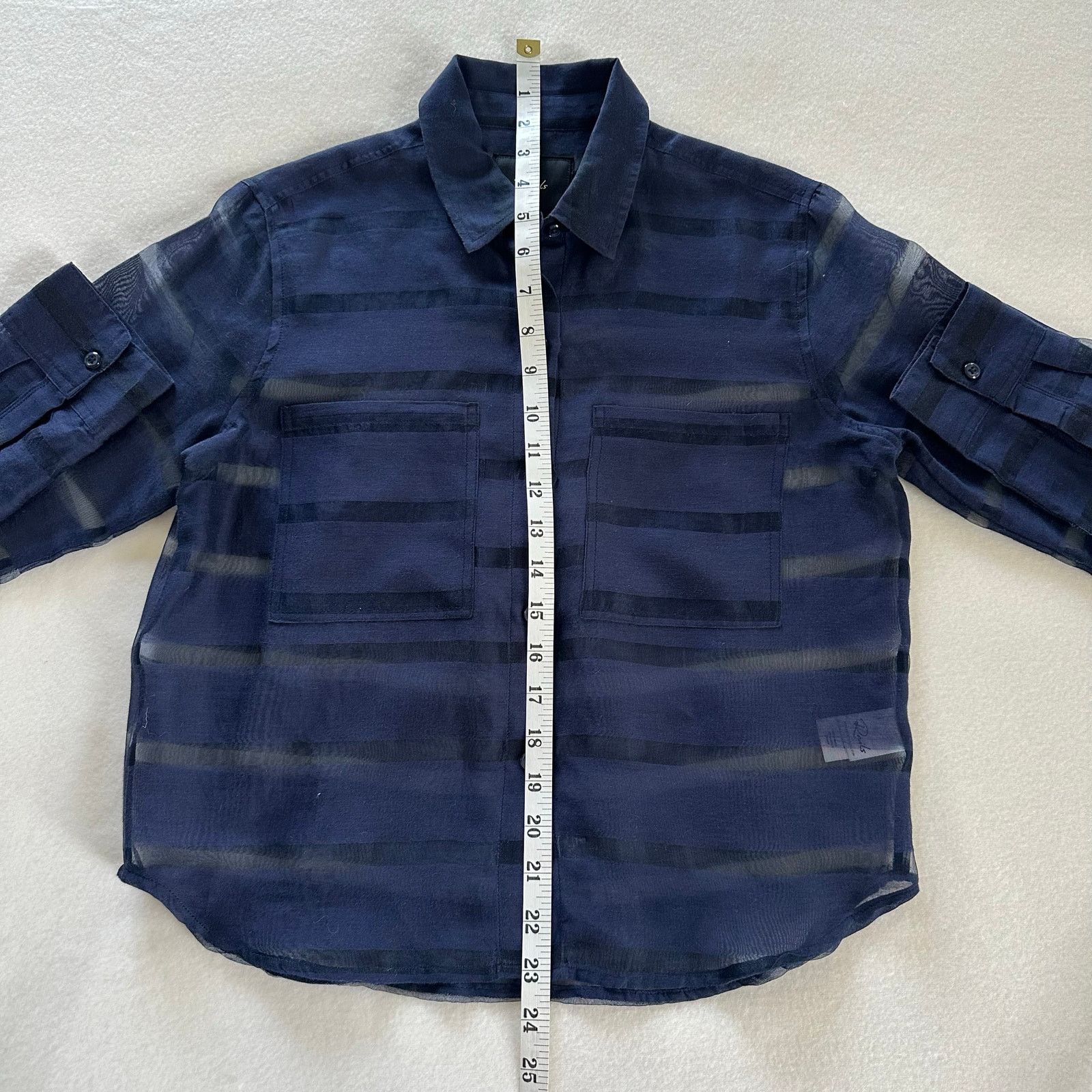 Rails Rails Cameron Sheer Panel Blouse Navy Cotton Silk XS Size XS / US 0-2 / IT 36-38 - 8 Thumbnail