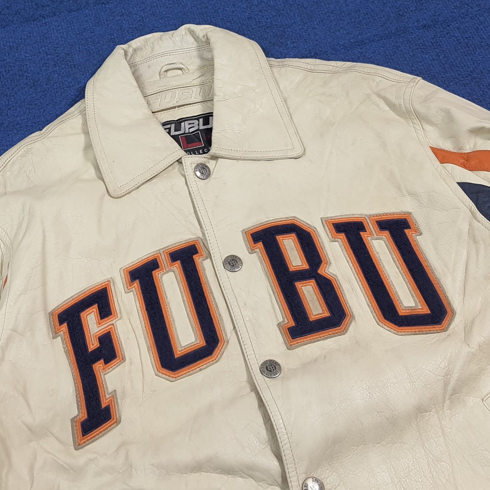 Fubu Vintage FUBU Full Leather Varsity Jacket 90s Hip Hop C286N4 Size US L / EU 52-54 / 3 - 2 Thumbnail