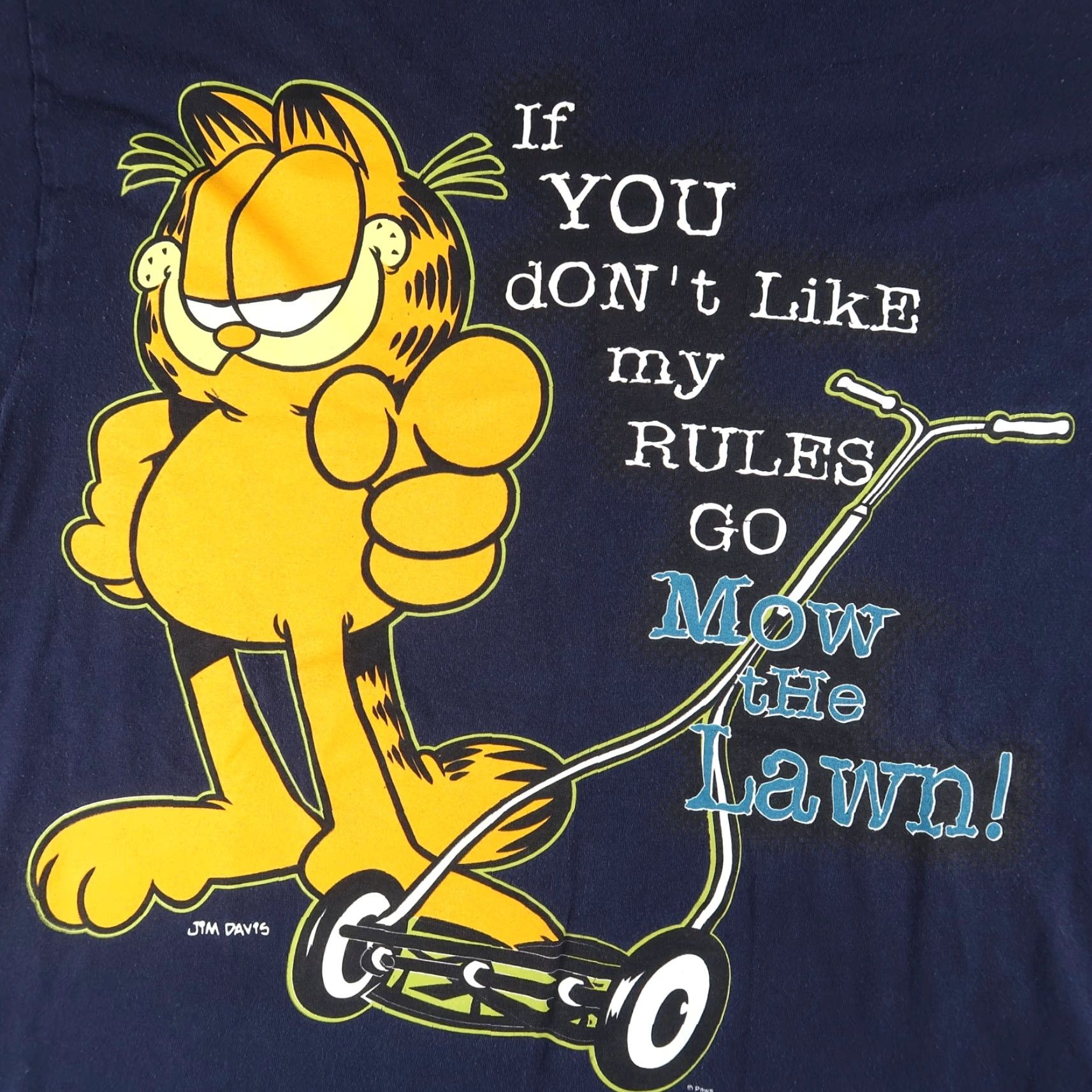 Vintage VINTAGE Garfield Mow The Lawn Shirt L Blue 90s Cartoon TV Mens Large Shirt (Groovy) Size US L / EU 52-54 / 3 - 3 Thumbnail