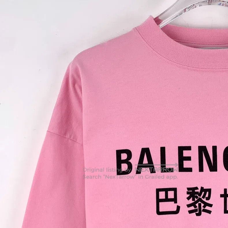 Balenciaga Balenciaga Pink Logo Letter Printed Cotton Crew Neck Short Size US XS / EU 42 / 0 - 3 Thumbnail