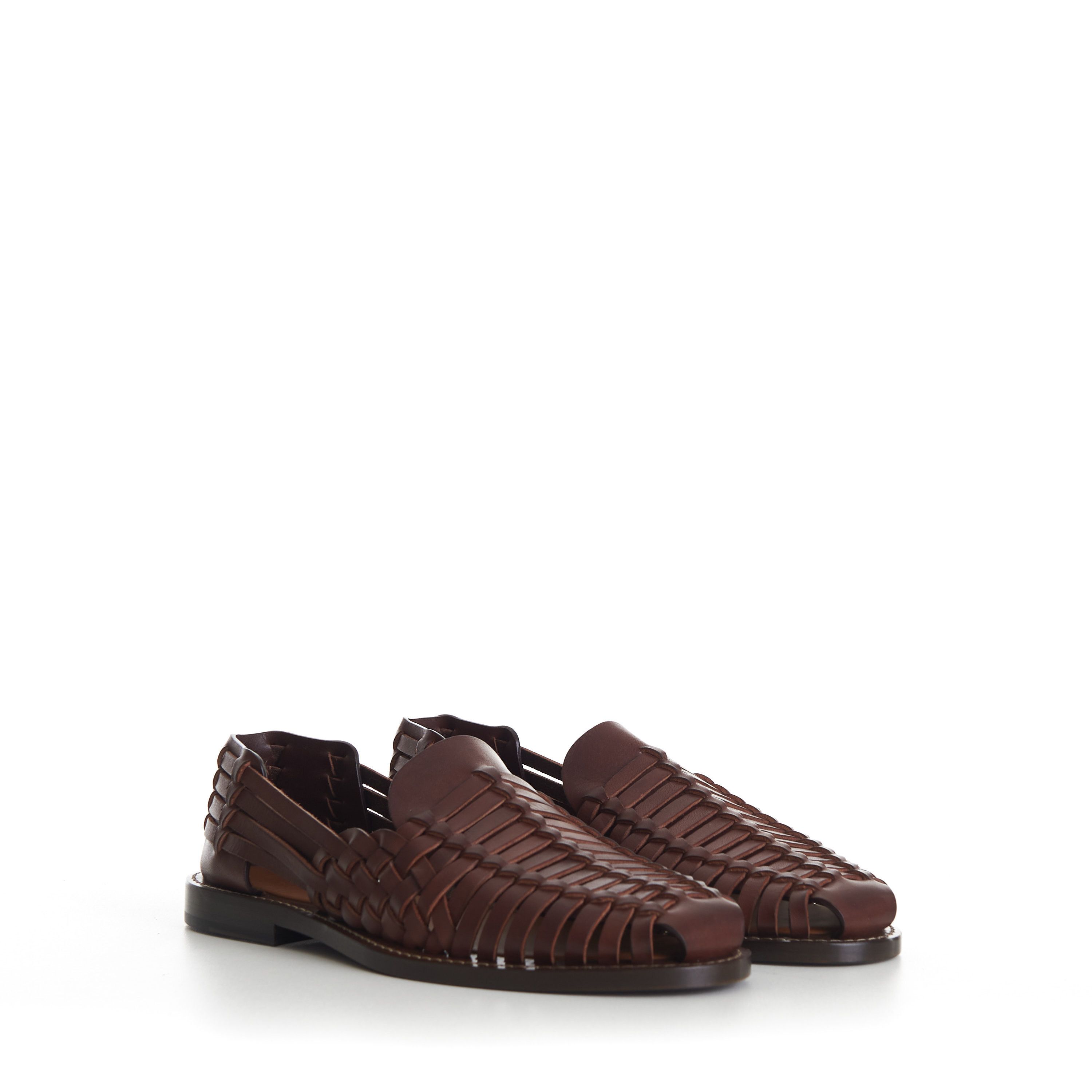Brunello Cucinelli Brown Woven Sandals Loafers - Calfskin Leather Size US 10.5 / EU 43-44 - 1 Thumbnail