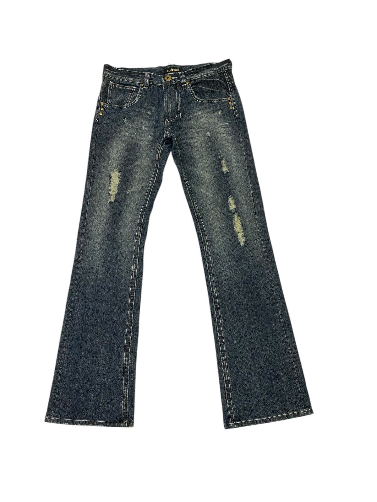 Japanese Brand Tornado mart x Ecstrail flare distressed jeans Size US 32 / EU 48 - 2 Thumbnail