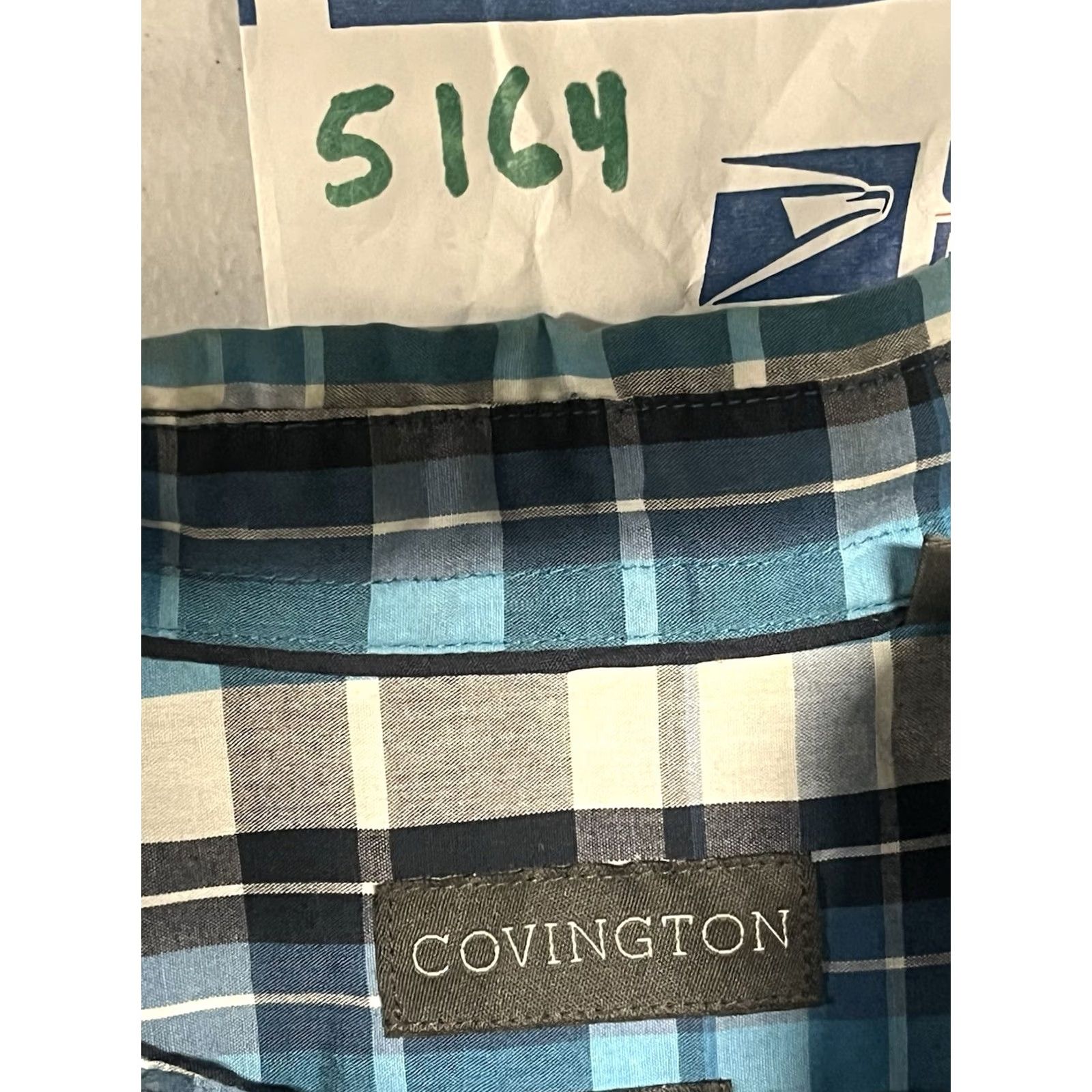 Vintage VINTAGE Covington Button-Up Shirt Plaid Blue 2XLT Mens Big & Tall Short Sleeve? Size US XXL / EU 58 / 5 - 8 Thumbnail