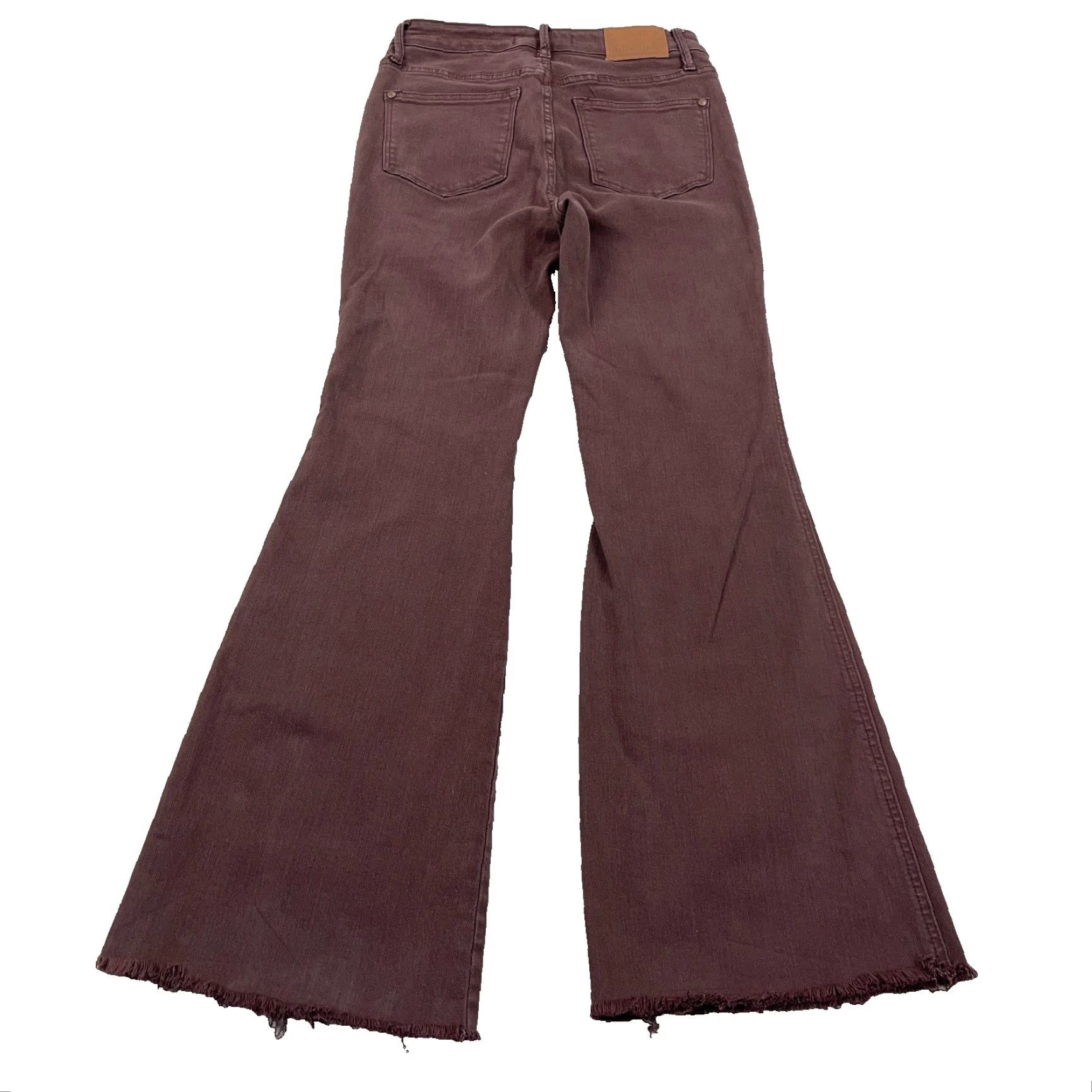 Vintage Judy Blue Jeans Women 5 27 Brown Flared High Rise Western Boho Bellbottom Distressed Stretch Denim Jeans Womens Size 27" / US 4 / IT 40 - 2 Thumbnail