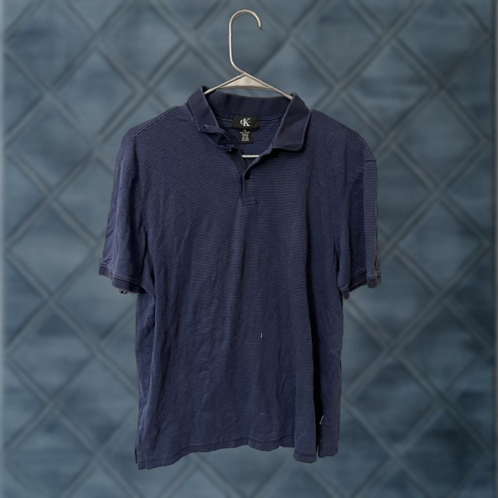 Calvin Klein Calvin Klein Polo Shirt Reg Fit Short Sleeve Blue Striped Mens M Size US M / EU 48-50 / 2 - 1 Thumbnail