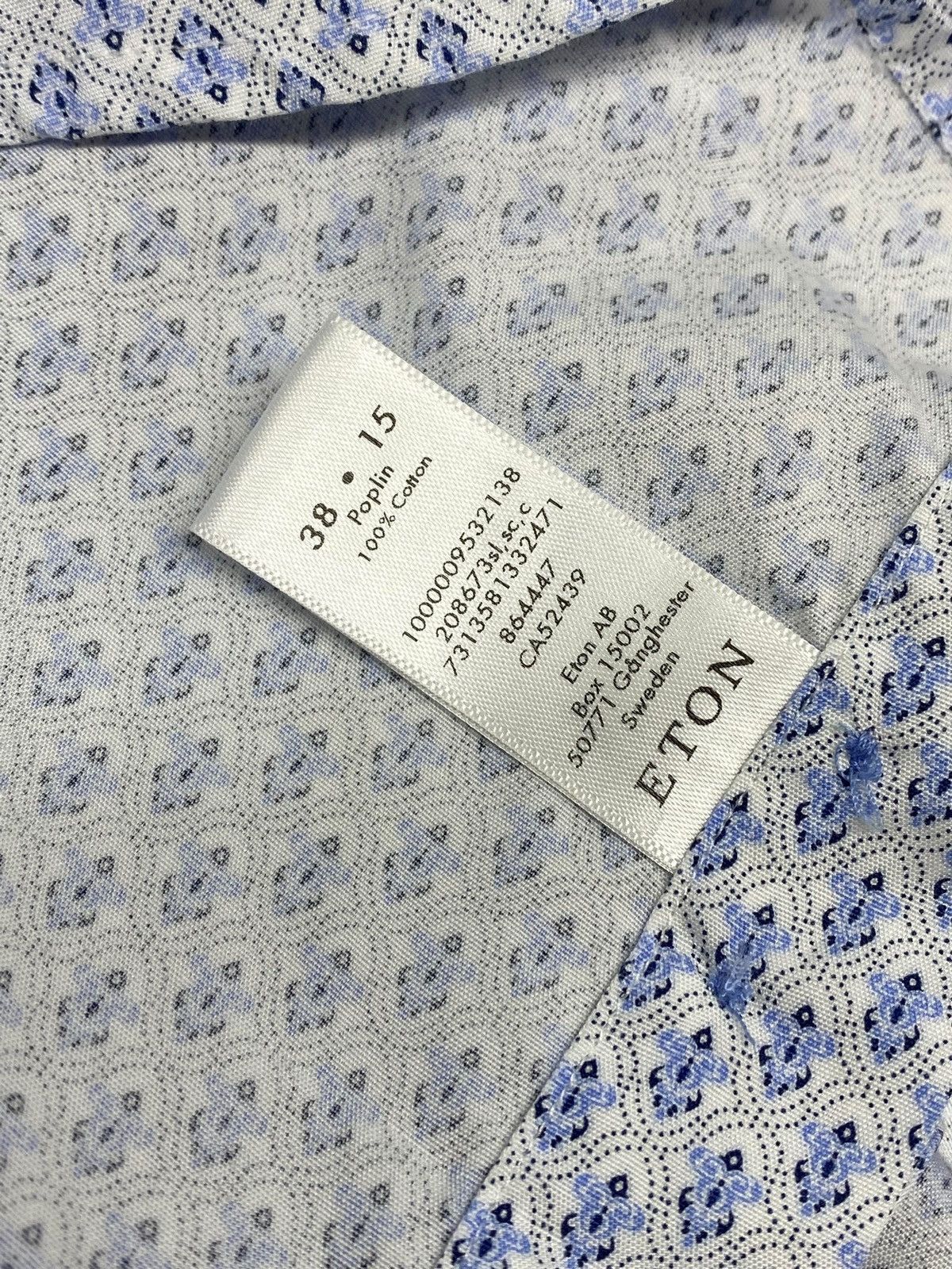 Eton Eton Slim Fit Filigree Pattern Poplin Cotton Shirt Size US M / EU 48-50 / 2 - 14 Thumbnail