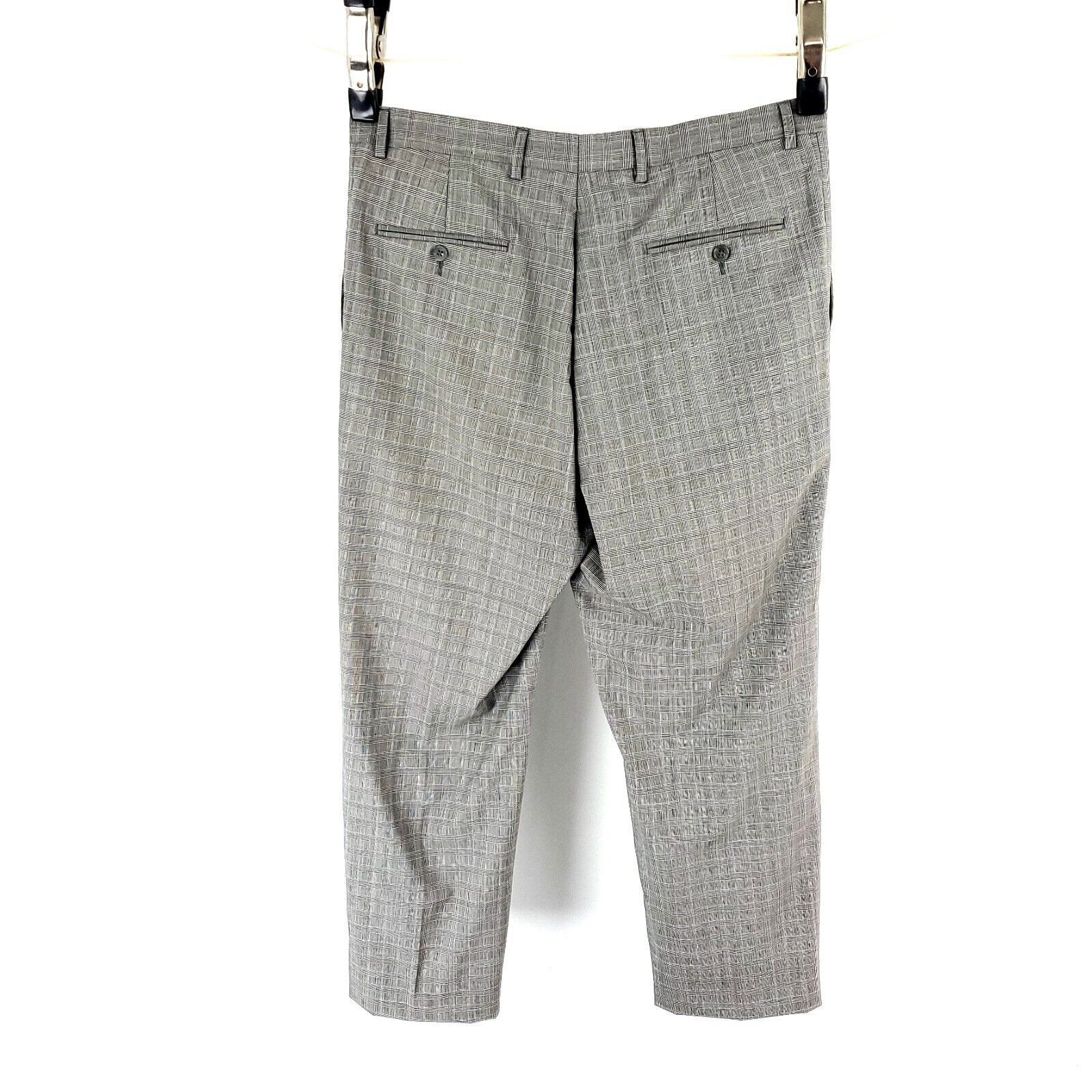 Hart Schaffner Marx Hart Schaffner Marx Wool Dress Pants 36/28 Gray Plaid Mid Ri Size 36R - 6 Thumbnail