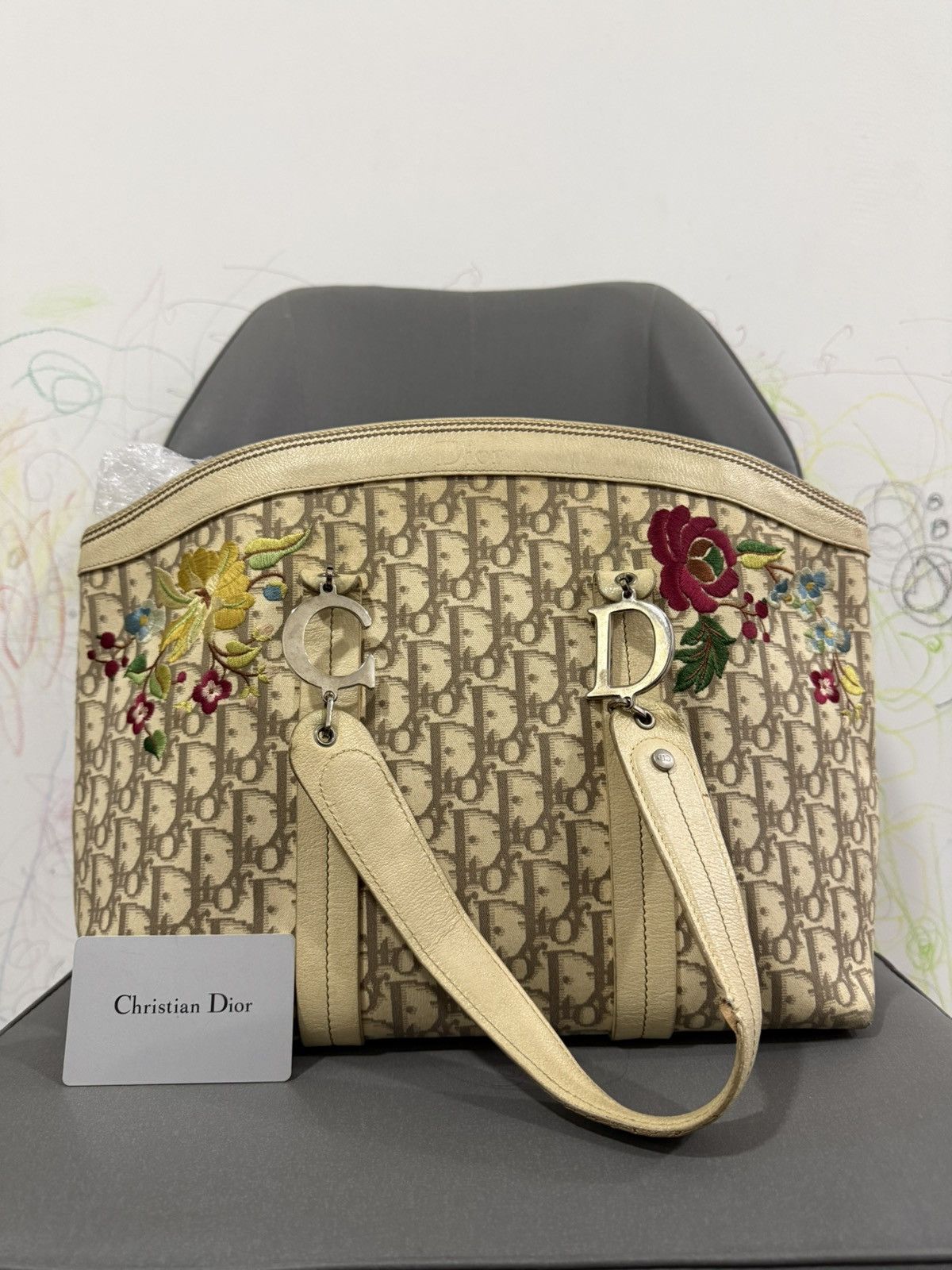 Christian Dior Monsieur Vintage Christian Dior Embroidery Floral Shoulder Tote Bag Size ONE SIZE - 1 Thumbnail