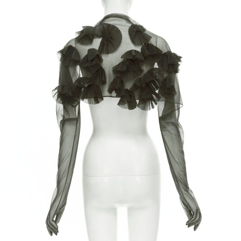 Comme des Garcons COMME DES GARCONS 1990 Vintage Runway grey sheer pleated ruffle gloves shrug Size M / US 6-8 / IT 42-44 - 1 Thumbnail