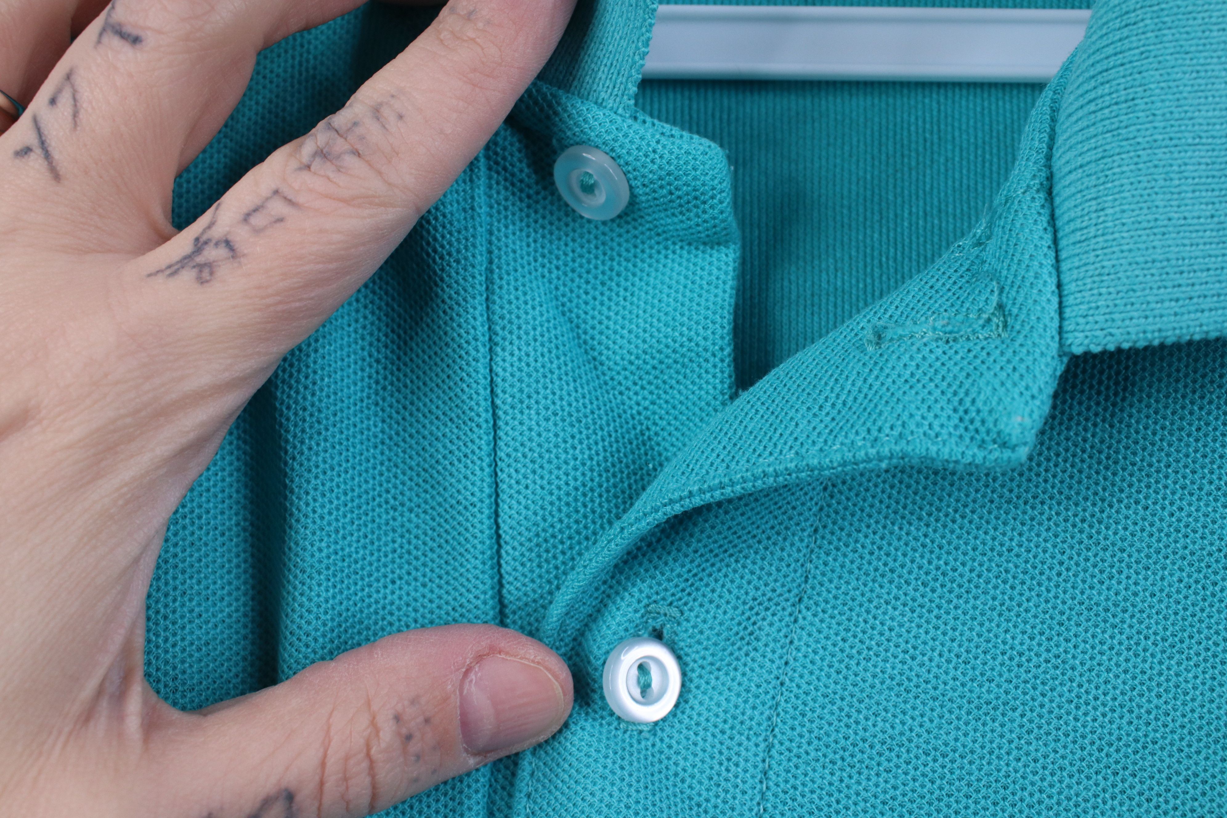Vintage Vintage 70s 80s Streetwear Blank Knit Golf Polo Shirt Teal Size US L / EU 52-54 / 3 - 6 Thumbnail