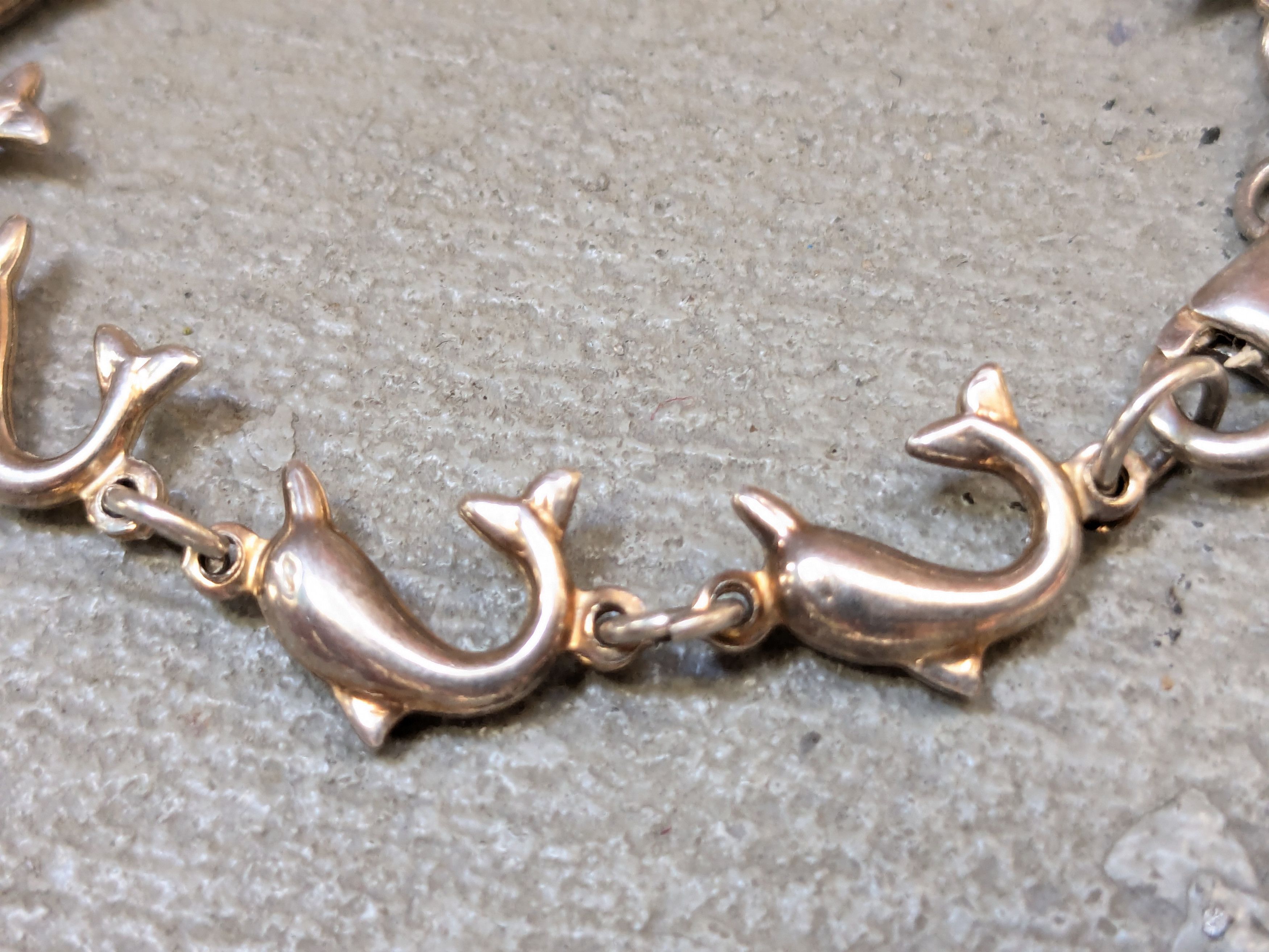 Jewelry × Vintage Vintage Sterling Silver Bracelet Dolphin Chain 7.25" Italy Size ONE SIZE - 6 Thumbnail