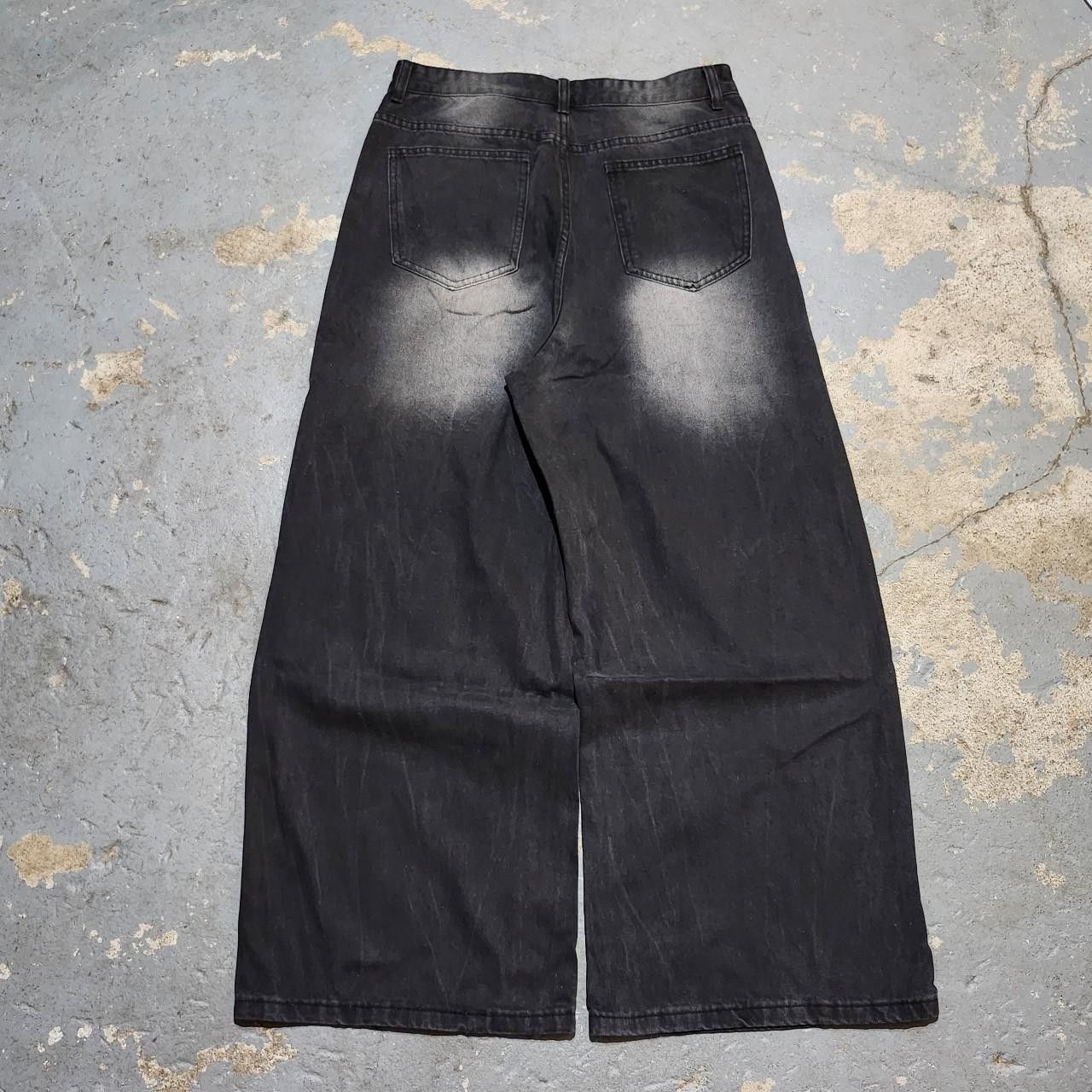 Japanese Brand Black baggy wide leg jeans distressed faded jeans Size US 32 / EU 48 - 2 Thumbnail