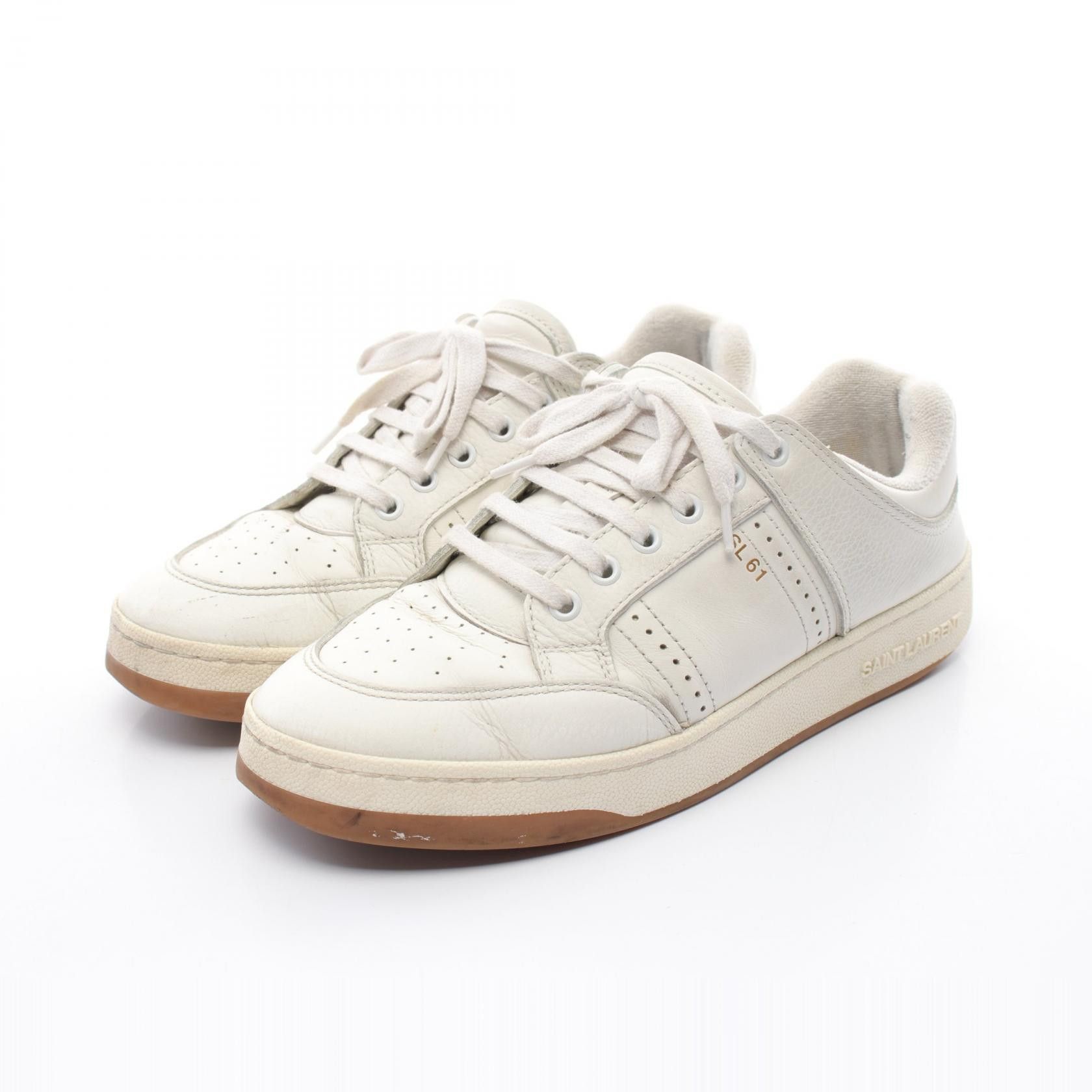 YVES Saint Laurent Paris Sl/61 Leather Sneakers Leather Shoes 690789 in White, Men's