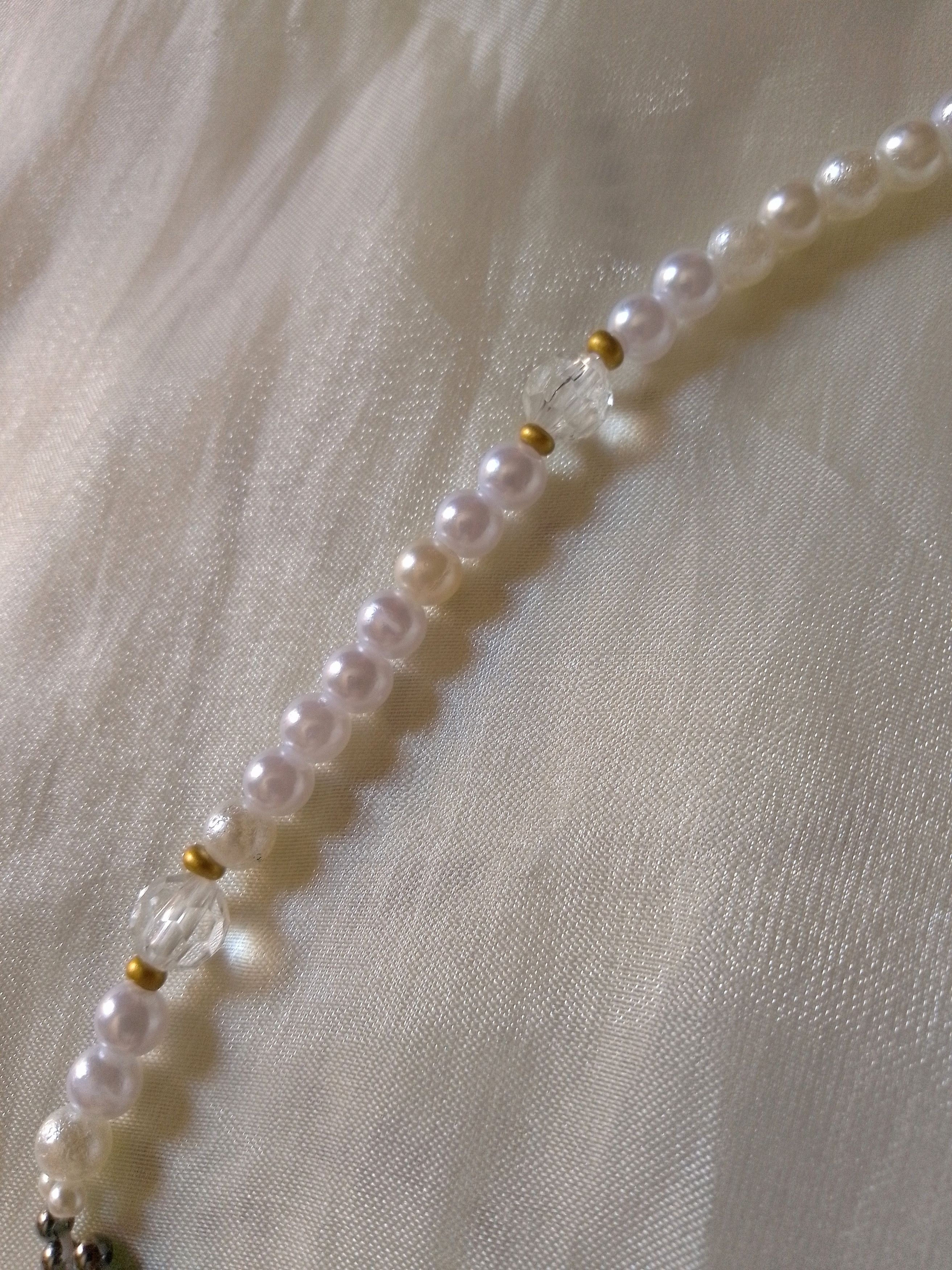 Handmade Choker Necklace Owl shaped with Freshwater pearls Size ONE SIZE - 7 Thumbnail