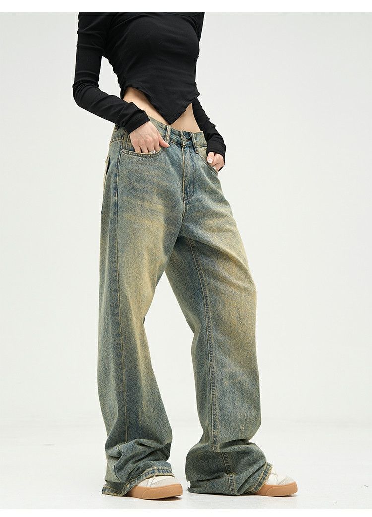 Jean × Vintage y2k washed faded damaged flared jeans Size 28" / US 6 / IT 42 - 3 Thumbnail