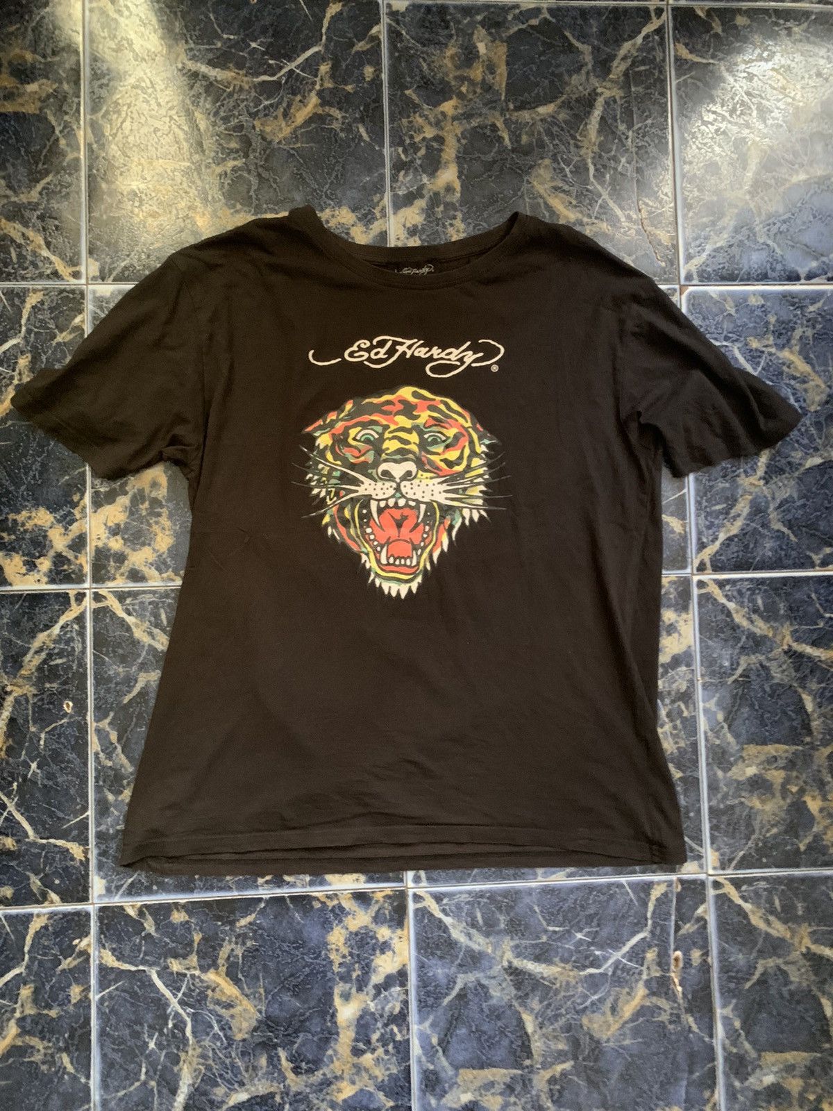 Ed Hardy Ed Hardy Tiger Print T Shirt By Christian Audigier Black Size US XL / EU 56 / 4 - 2 Thumbnail