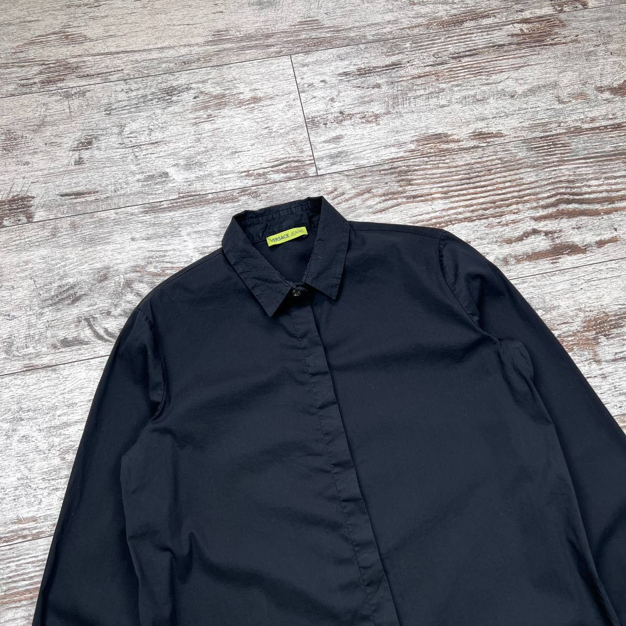 Versace Jeans Couture VERSACE JEANS Black Designer Shirt with VJ Logo Size M / US 6-8 / IT 42-44 - 2 Thumbnail
