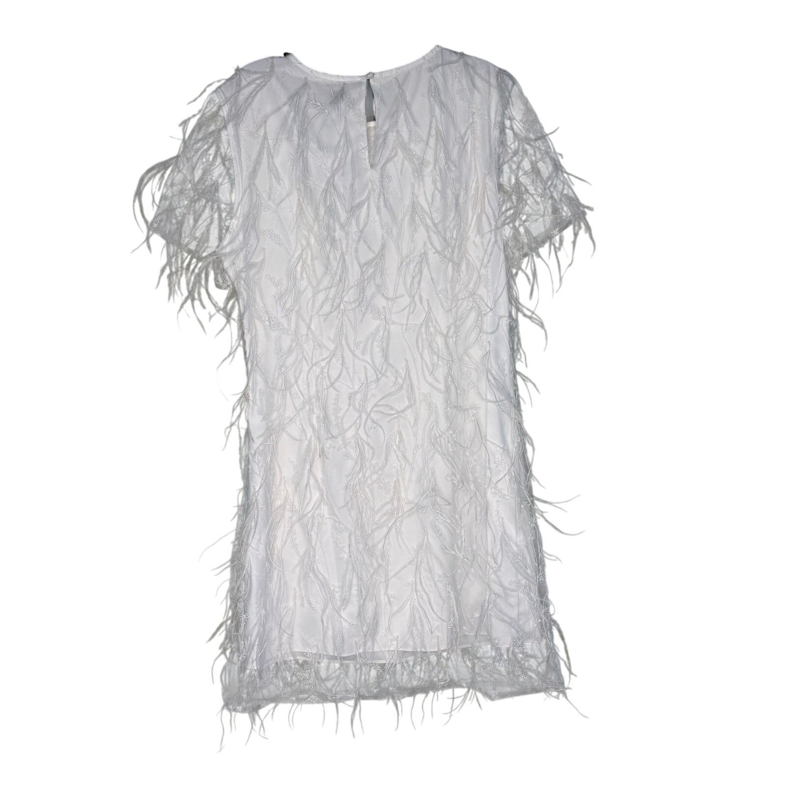 MILLY Milly NWT Rana Feather Shift Dress in White Size 6 Size M / US 6-8 / IT 42-44 - 2 Thumbnail