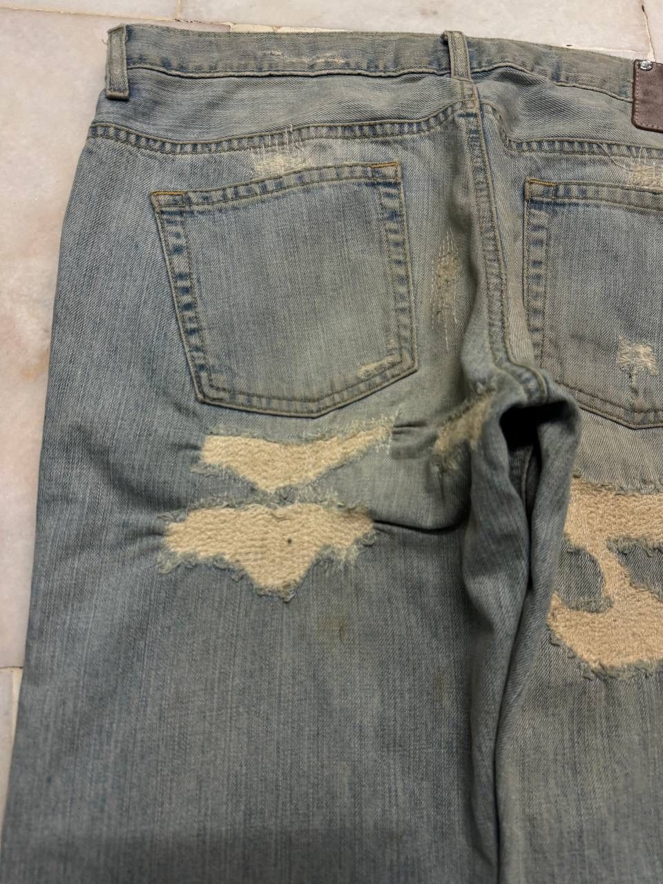 Vintage 💥Sashiko Boro Kapital Style Thrashed Rusty Jeans By Zara 90s Size US 34 / EU 50 - 13 Thumbnail
