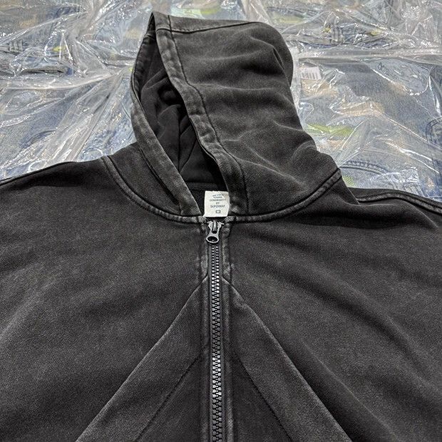 Designer Unique Design Vintage Black Washed Zipper Hoodie Size US L / EU 52-54 / 3 - 3 Thumbnail