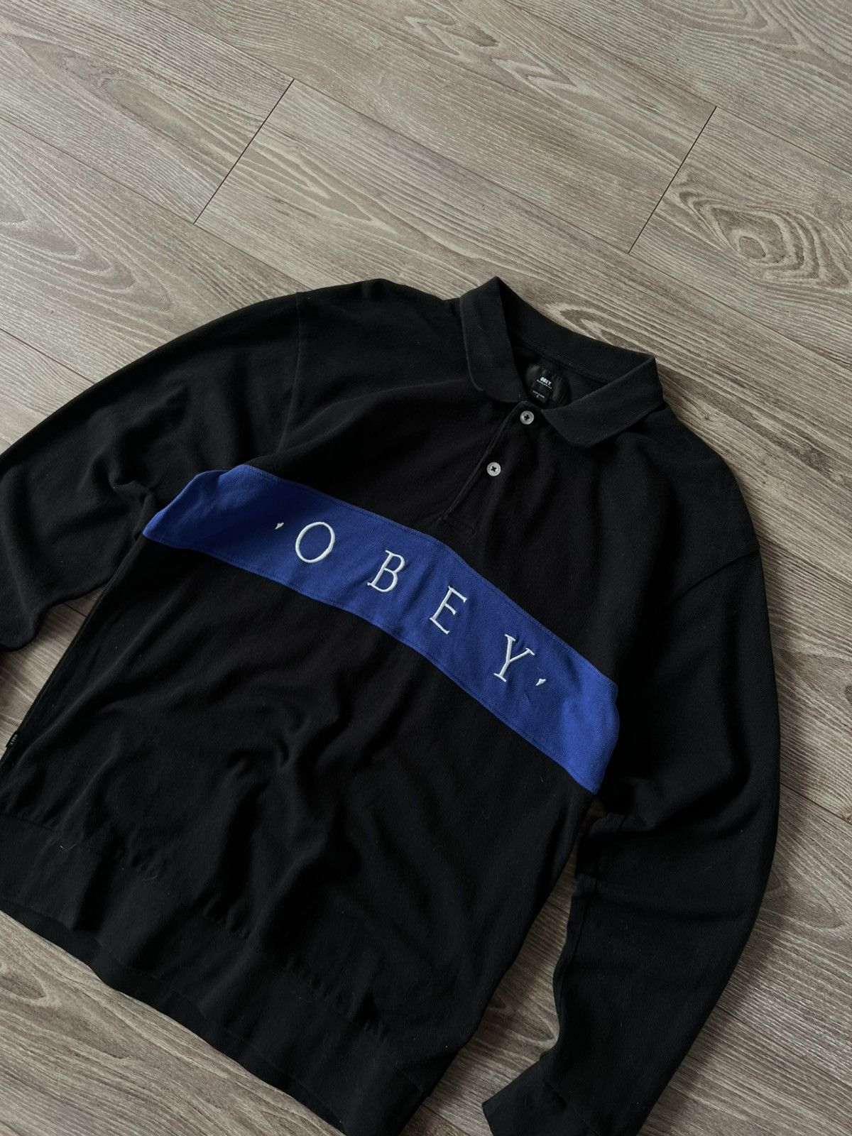 Japanese Brand × Obey ‼️Obey Worldwide Authentic Big Logo Polo Neck Long Sleeve Tee Size US S / EU 44-46 / 1 - 11 Thumbnail