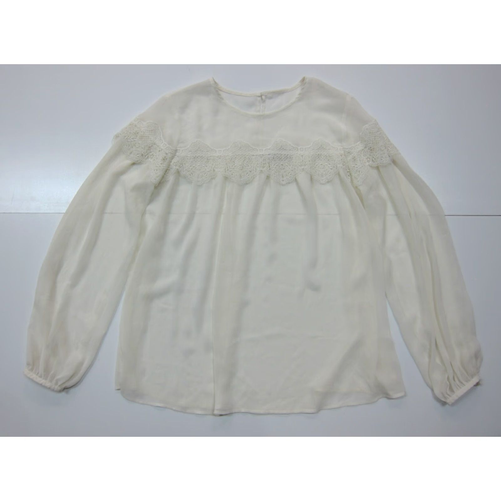Abercrombie & Fitch Abercrombie & Fitch Cream Ivory Sheer Long Sleeve Peasant Blouse Women Small Size S / US 4 / IT 40 - 5 Thumbnail