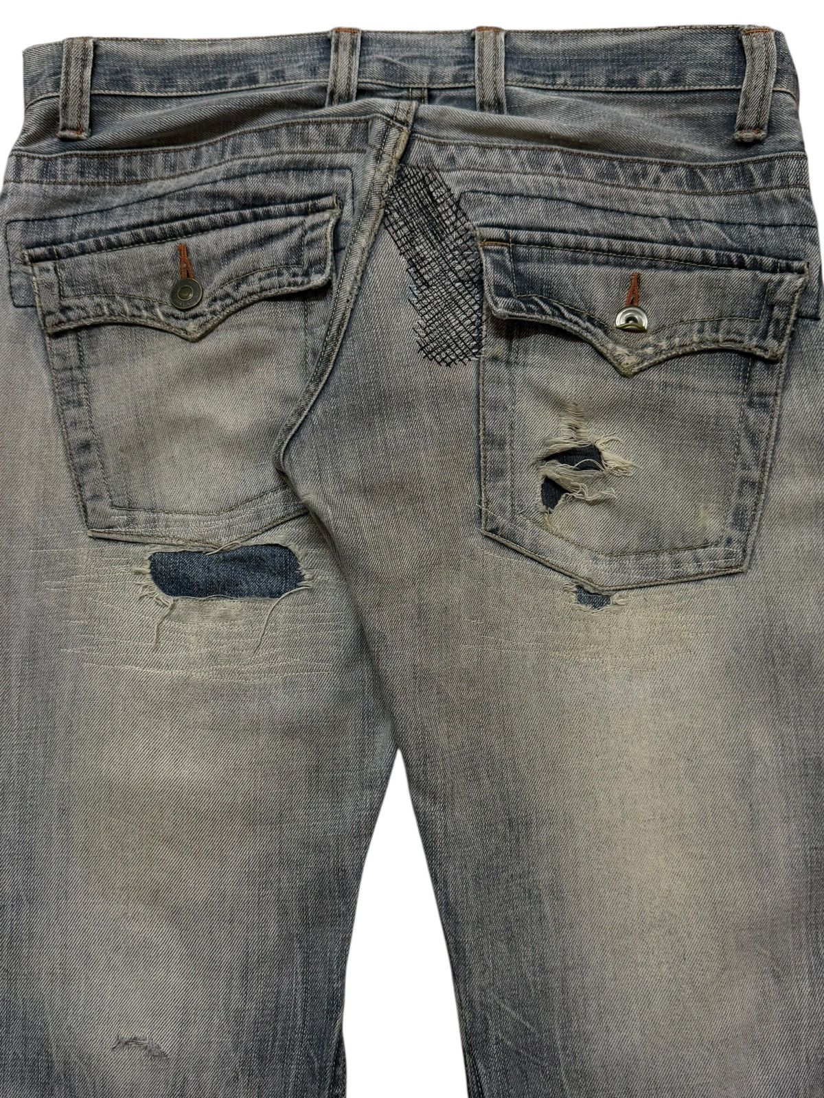 Kapital Vintage Y2K Japanese Faded Thunder Wash Distressed Flare Size US 34 / EU 50 - 5 Thumbnail