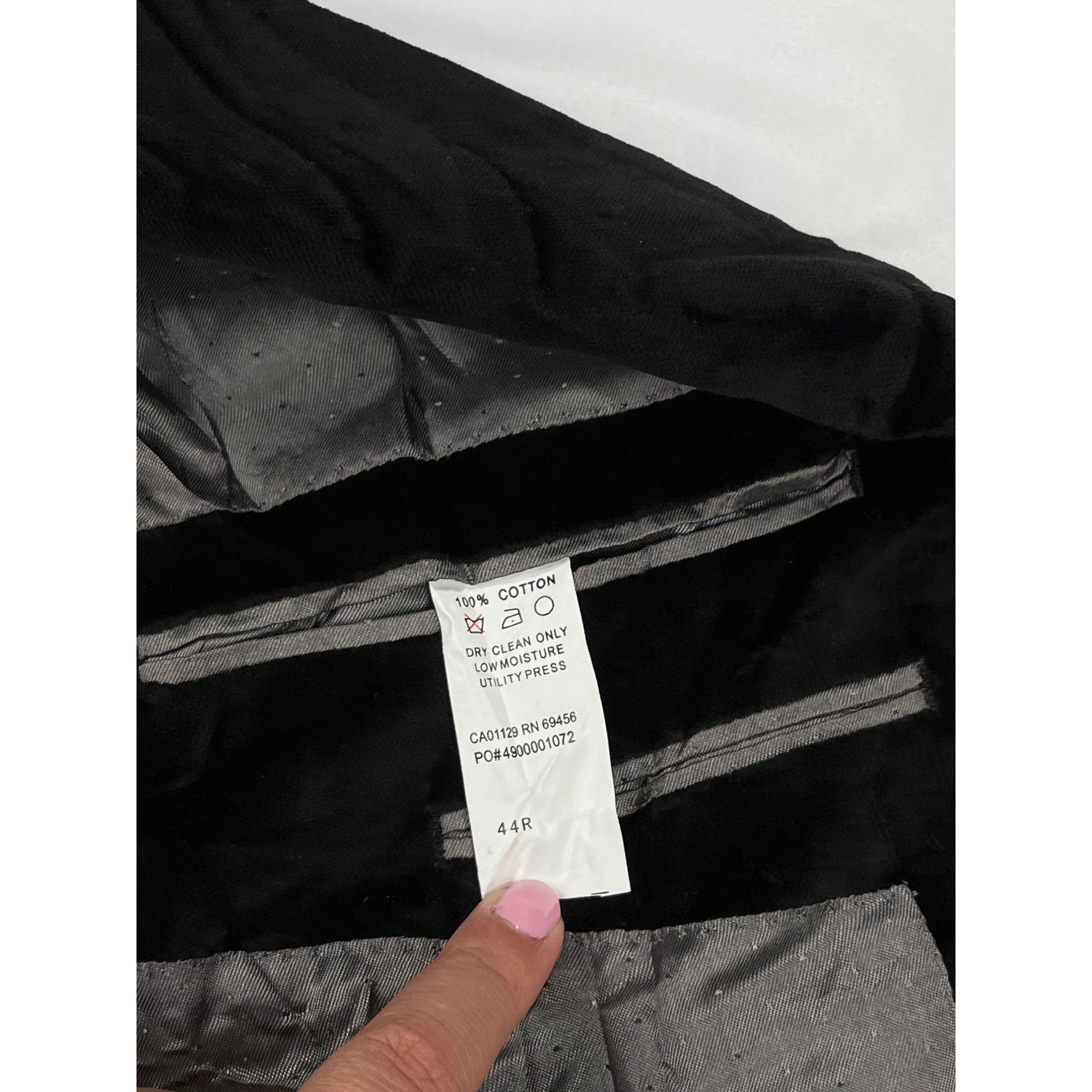 Calvin Klein Calvin Klein SKU 500 Mens Black Velvet Blazer Jacket Size 44 Size 44R - 7 Thumbnail