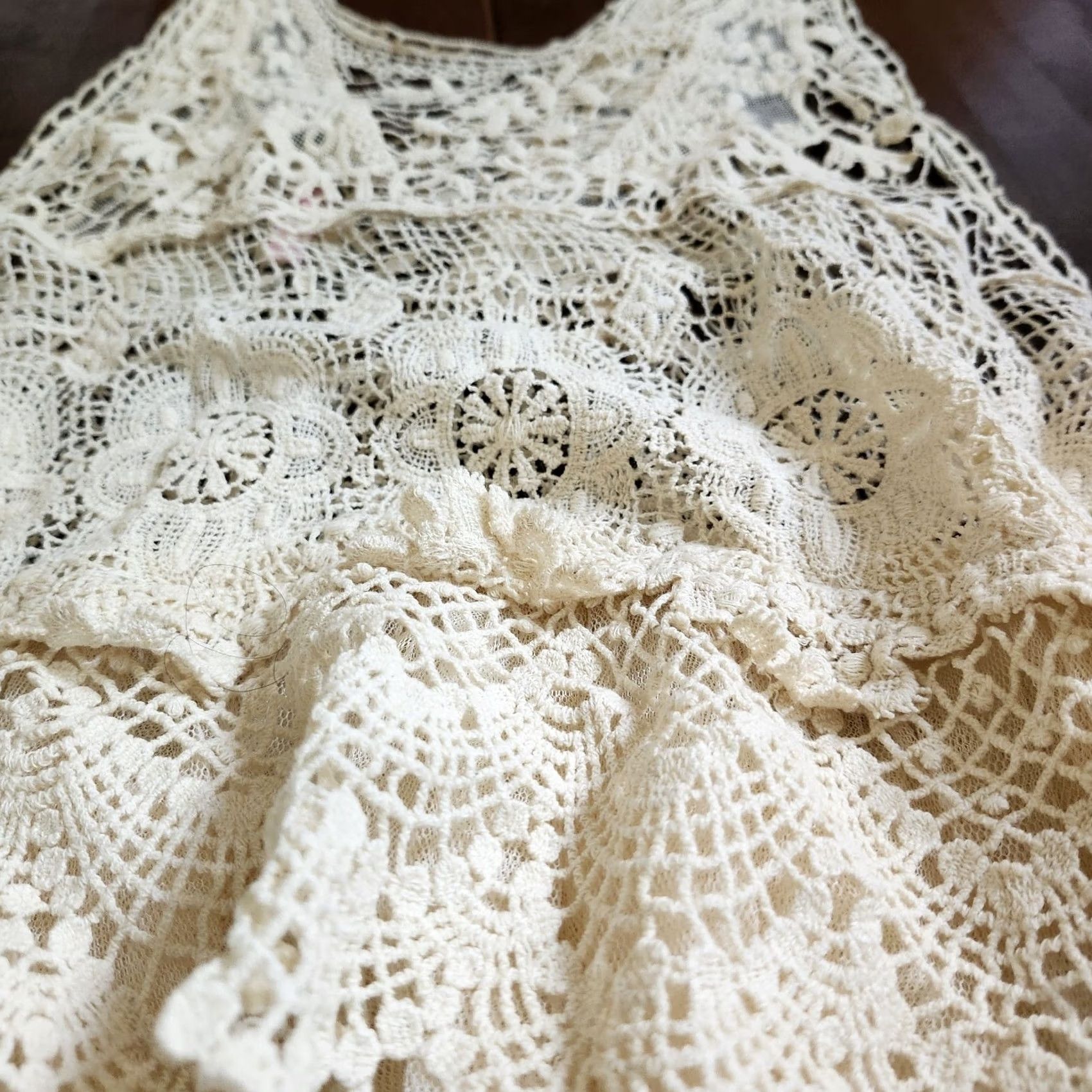 Vintage 36 Point 5 Women's Dress Lace Sleeveless Knee-Length White Polyester Party Wedding Large Lined Sheer Spring Summer Fall Size L / US 10 / IT 46 - 7 Thumbnail