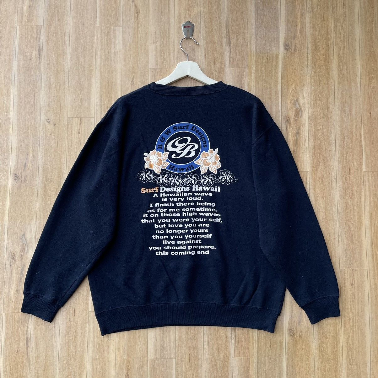 Vintage Vintage Blue Ocean B&W Surf Designs Hawaii Pullover Size US L / EU 52-54 / 3 - 1 Thumbnail